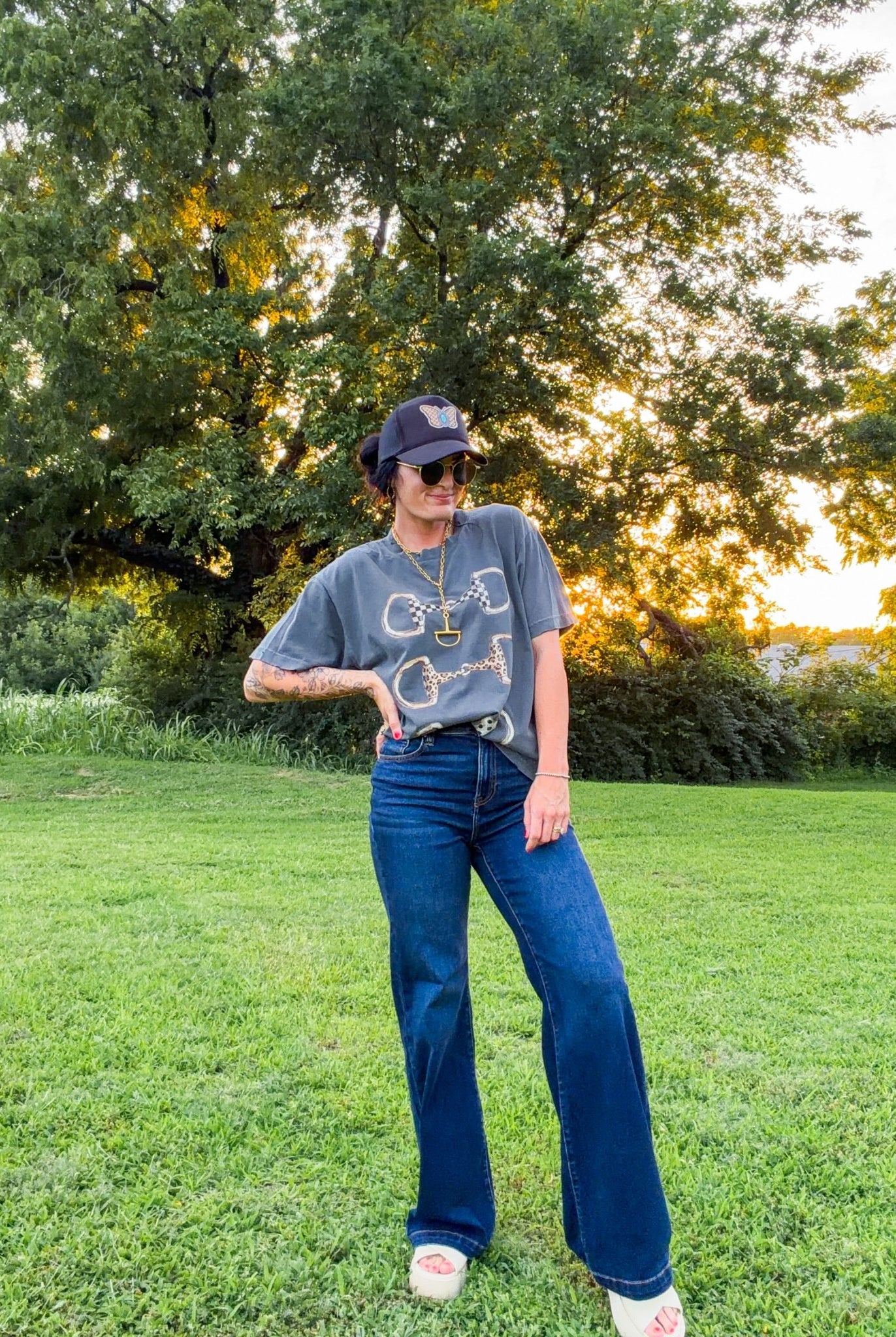Risen Sky-High Dark Wash Wide Leg Trouser Jeans - Southern Chic Tees & Boutique