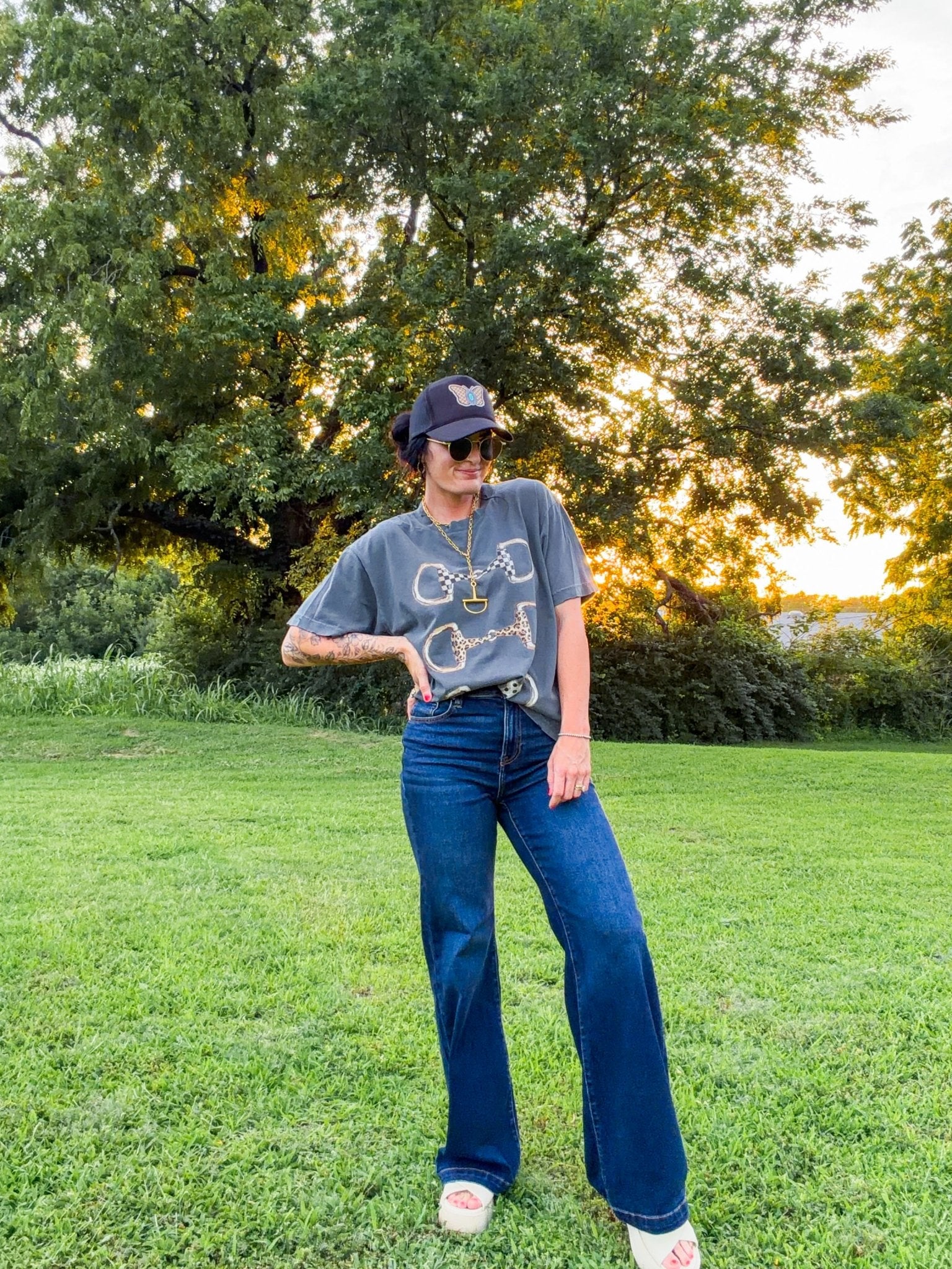 Risen Sky-High Dark Wash Wide Leg Trouser Jeans - Southern Chic Tees & Boutique