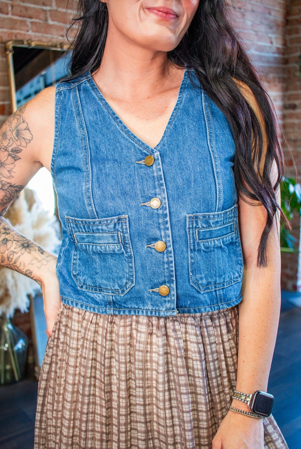 Rodeo Chic Button-Front Denim Vest - Southern Chic Tees & Boutique