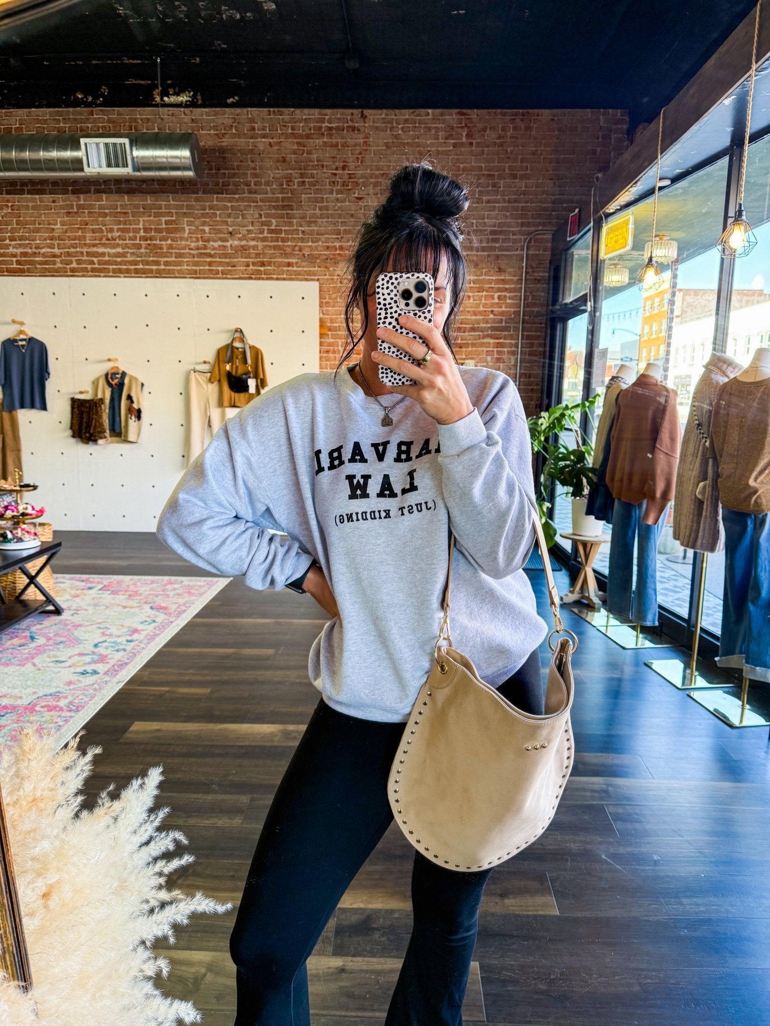 Rosalie Rivet Suede Hobo Bag | Oat - Southern Chic Tees & Boutique