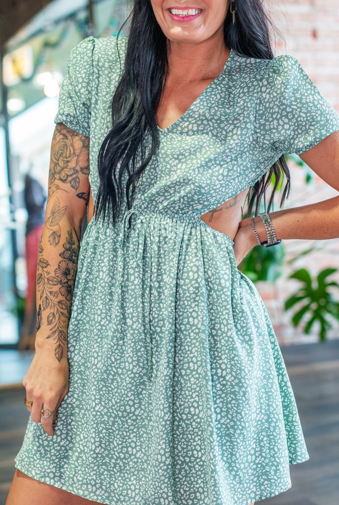 Sage Wildside: Leopard Print Cut - Out Wrap Mini Dress - Southern Chic Tees & Boutique