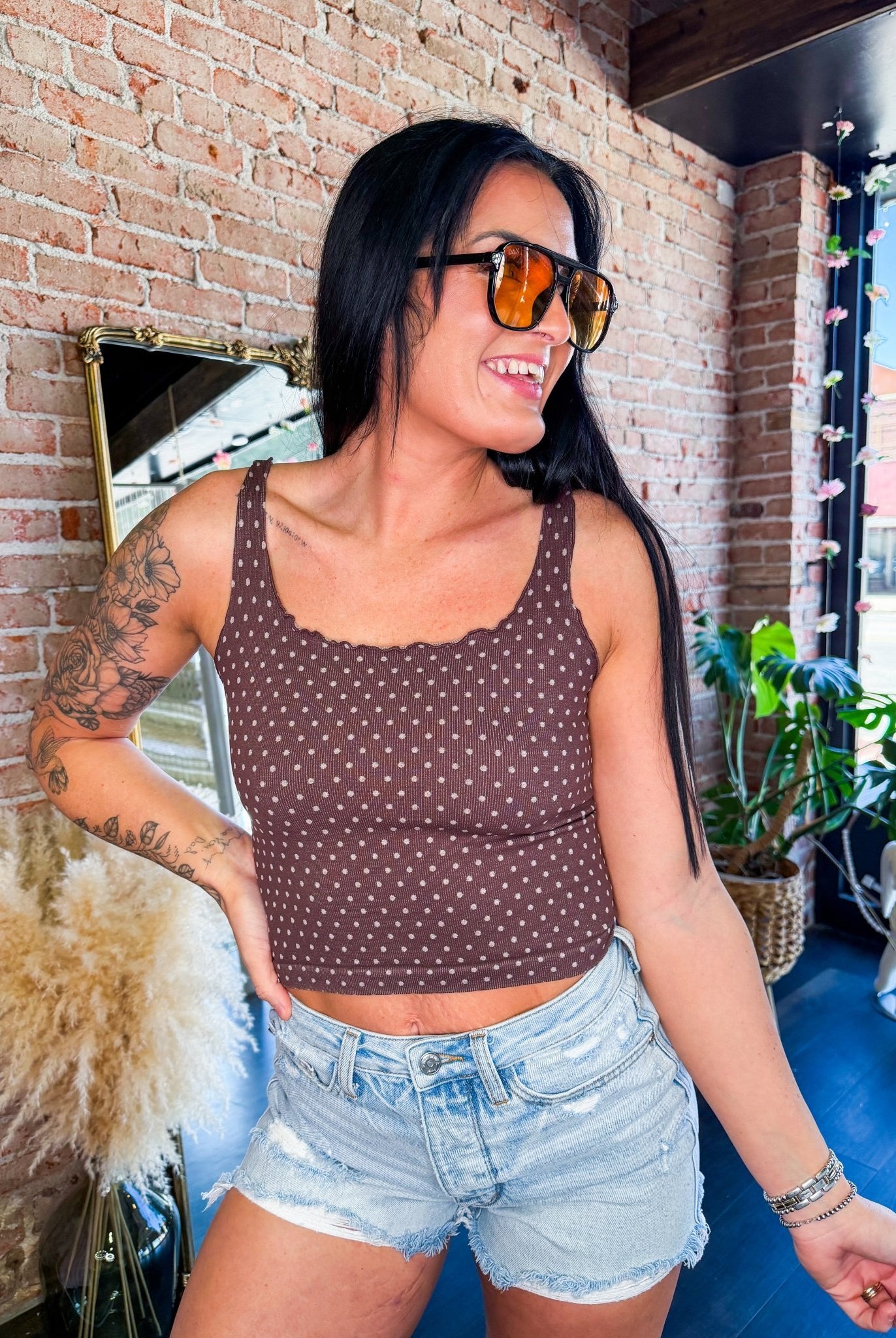 Seamless Polka Dot Ruffle Tank Top - Southern Chic Tees & Boutique
