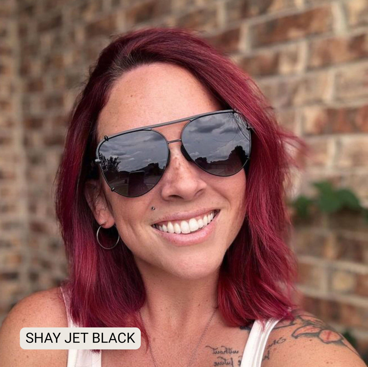 SHAY - Women's Polarized Large Hair Friendly Aviator: Jet Black - Southern Chic Tees & Boutique