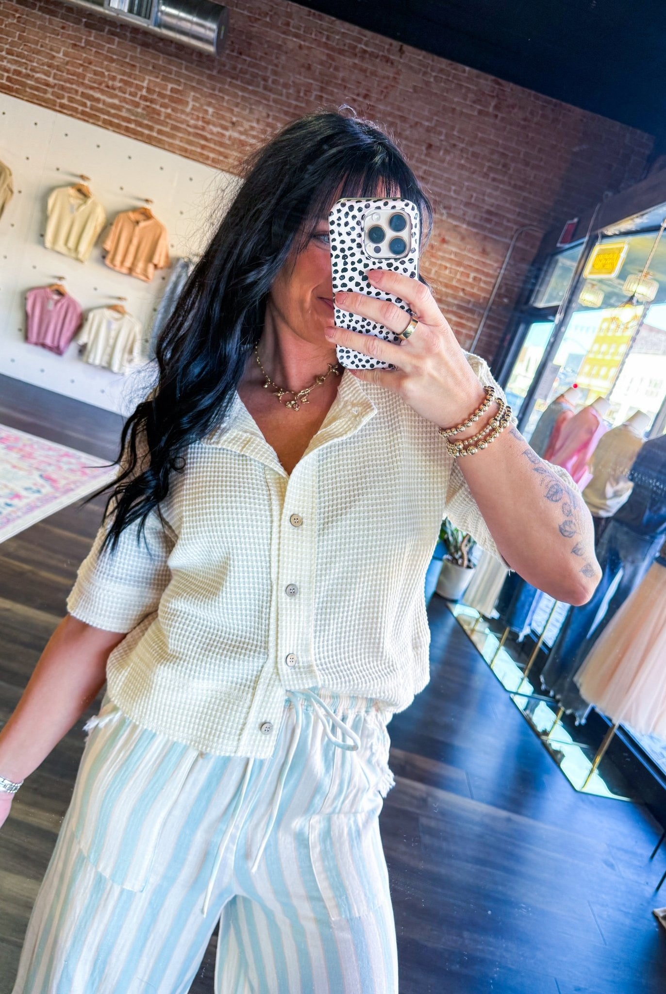 Short Sleeve Waffle Button Front Cardigan | Cream - Southern Chic Tees & Boutique