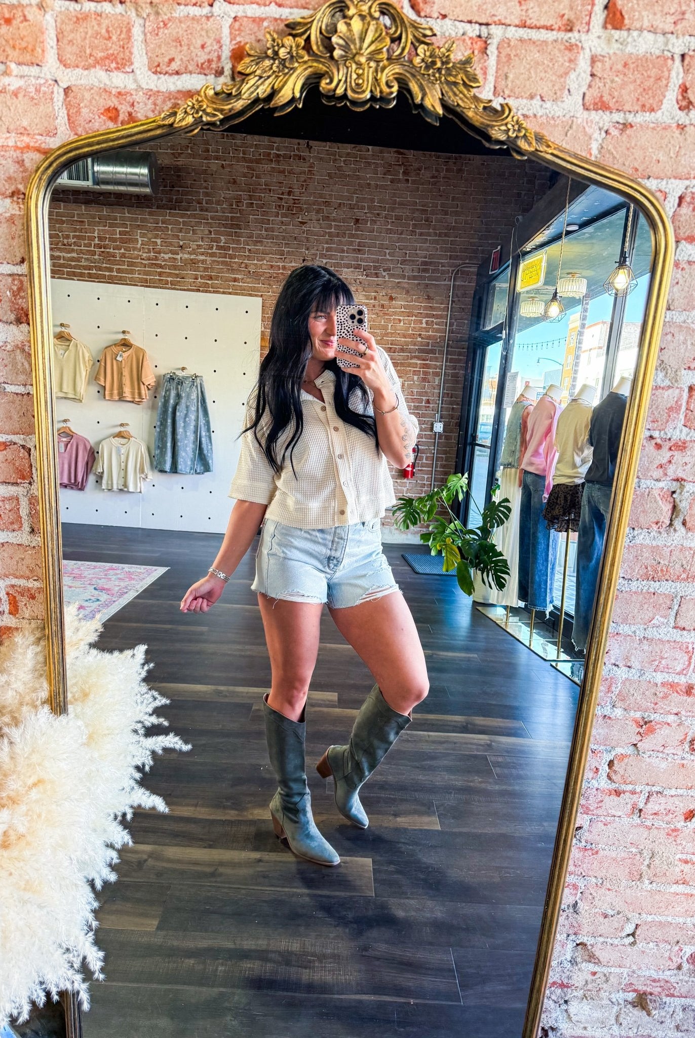 Short Sleeve Waffle Button Front Cardigan | Cream - Southern Chic Tees & Boutique