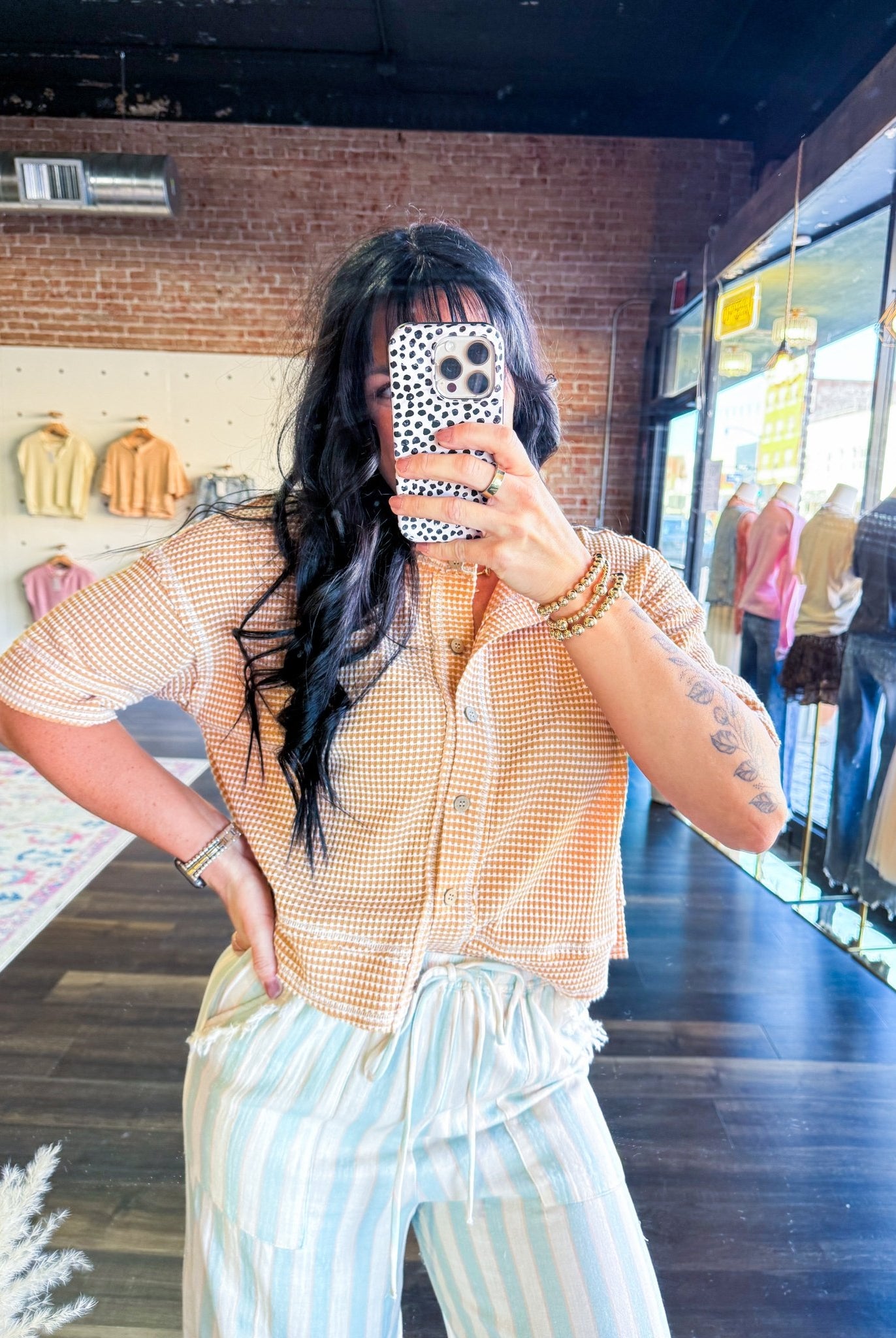 Short Sleeve Waffle Button Front Cardigan | Light Peach - Southern Chic Tees & Boutique