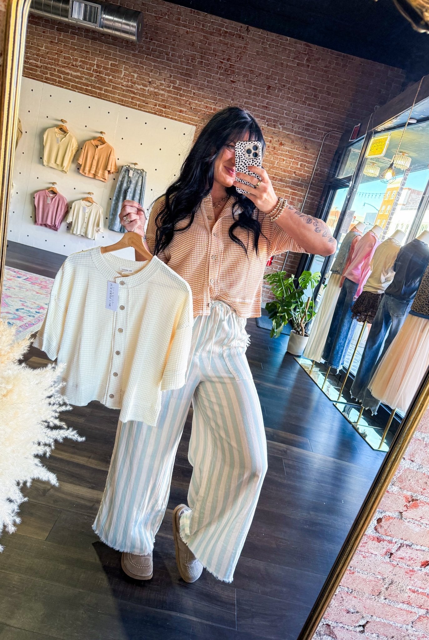 Short Sleeve Waffle Button Front Cardigan | Light Peach - Southern Chic Tees & Boutique