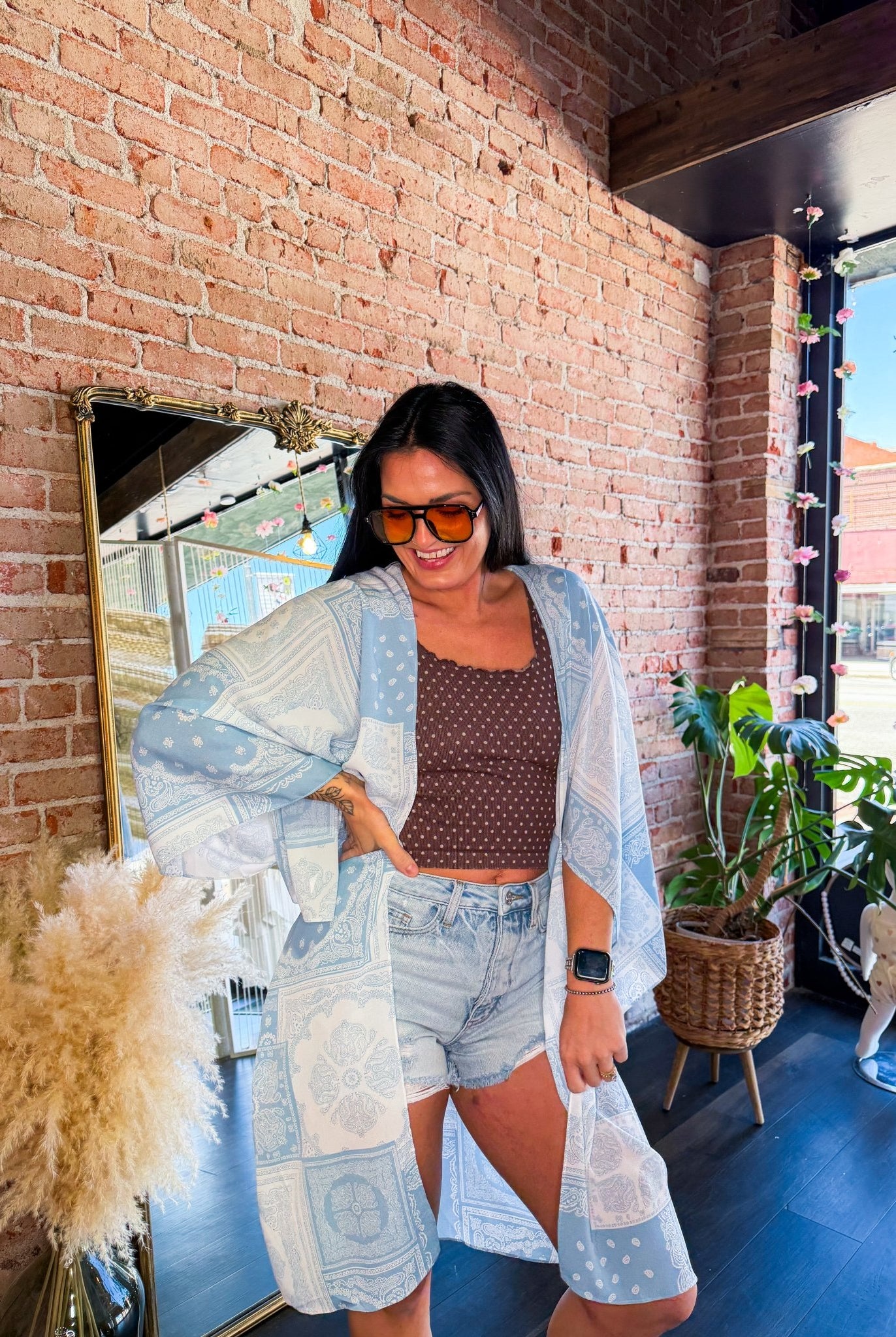 Sky Blue Paisley Boho Kimono – Lightweight Open Front Wrap - Southern Chic Tees & Boutique