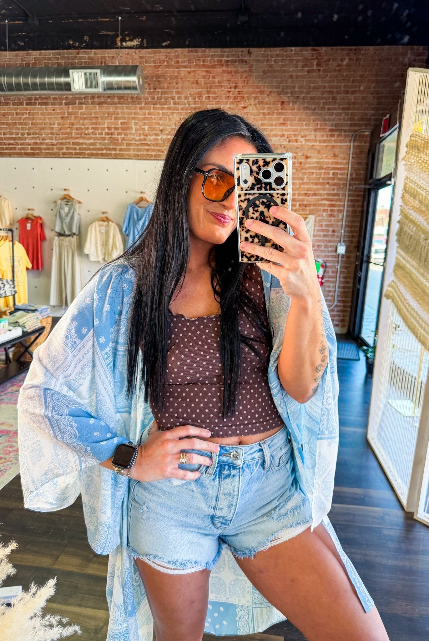 Sky Blue Paisley Boho Kimono – Lightweight Open Front Wrap - Southern Chic Tees & Boutique