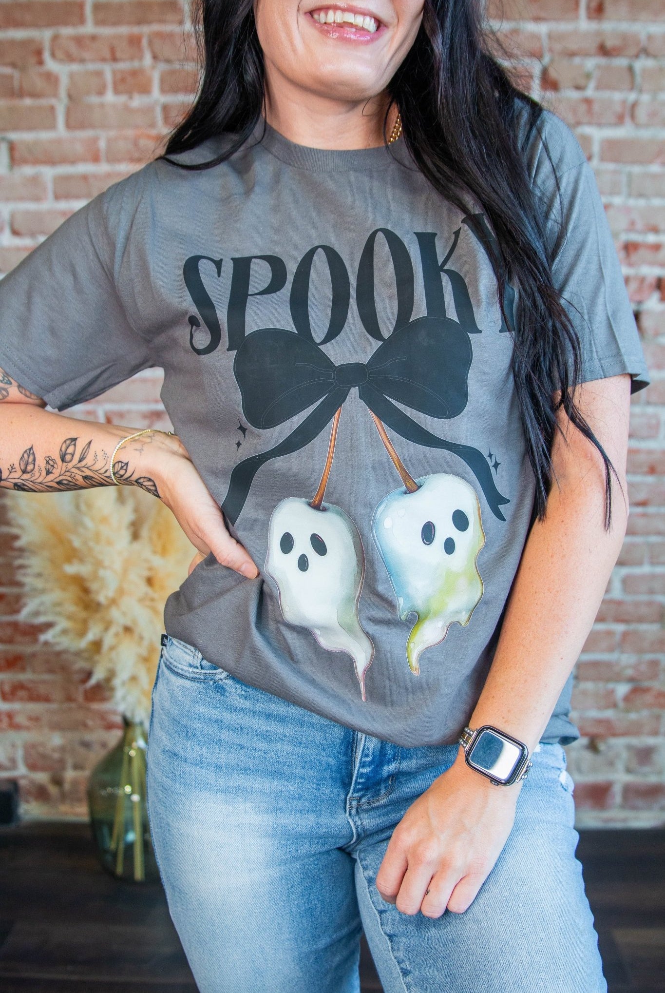 Spooky Ghost Cherry Graphic Tee - Southern Chic Tees & Boutique