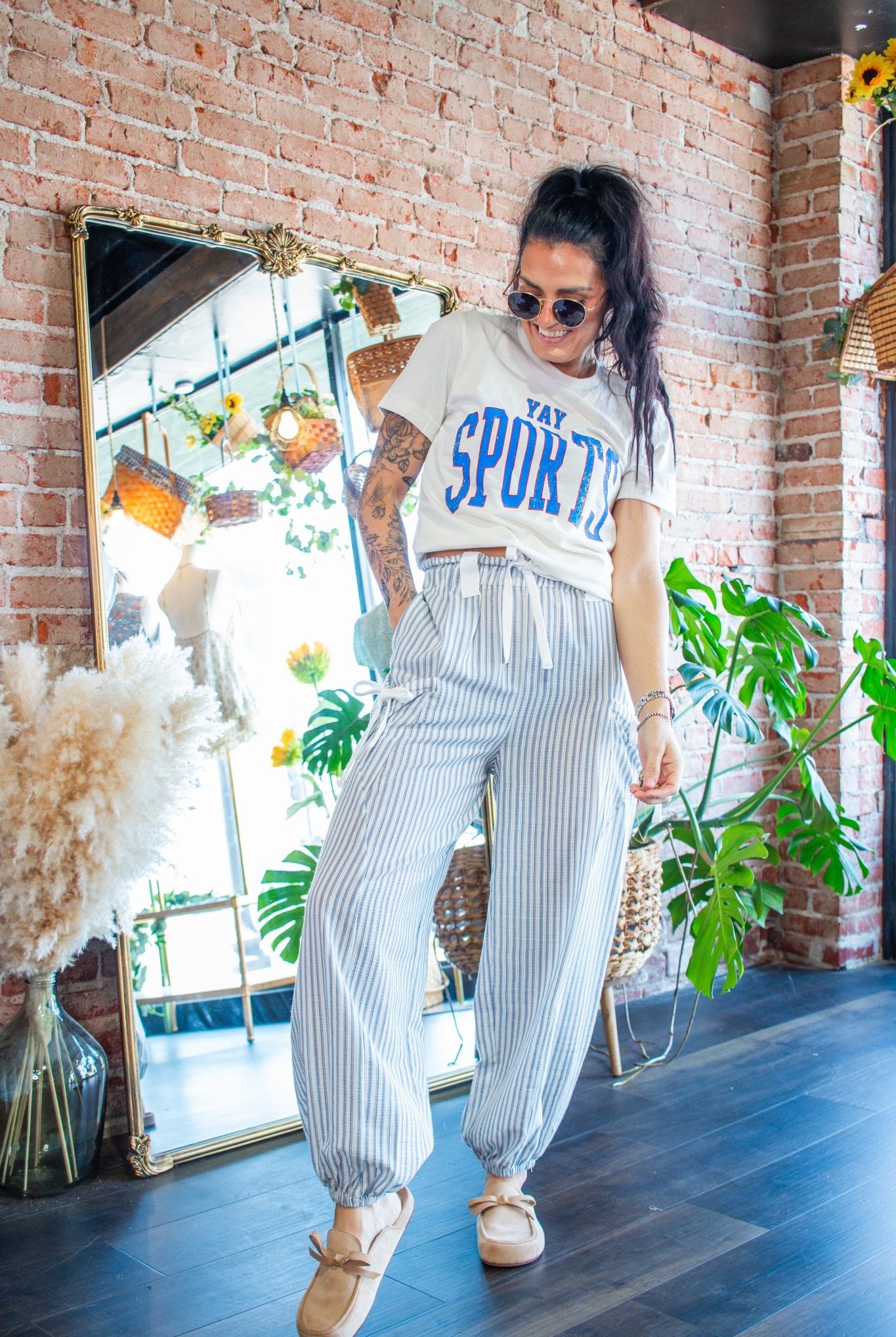 Striped Linen Jogger Pants | Denim - Southern Chic Tees & Boutique