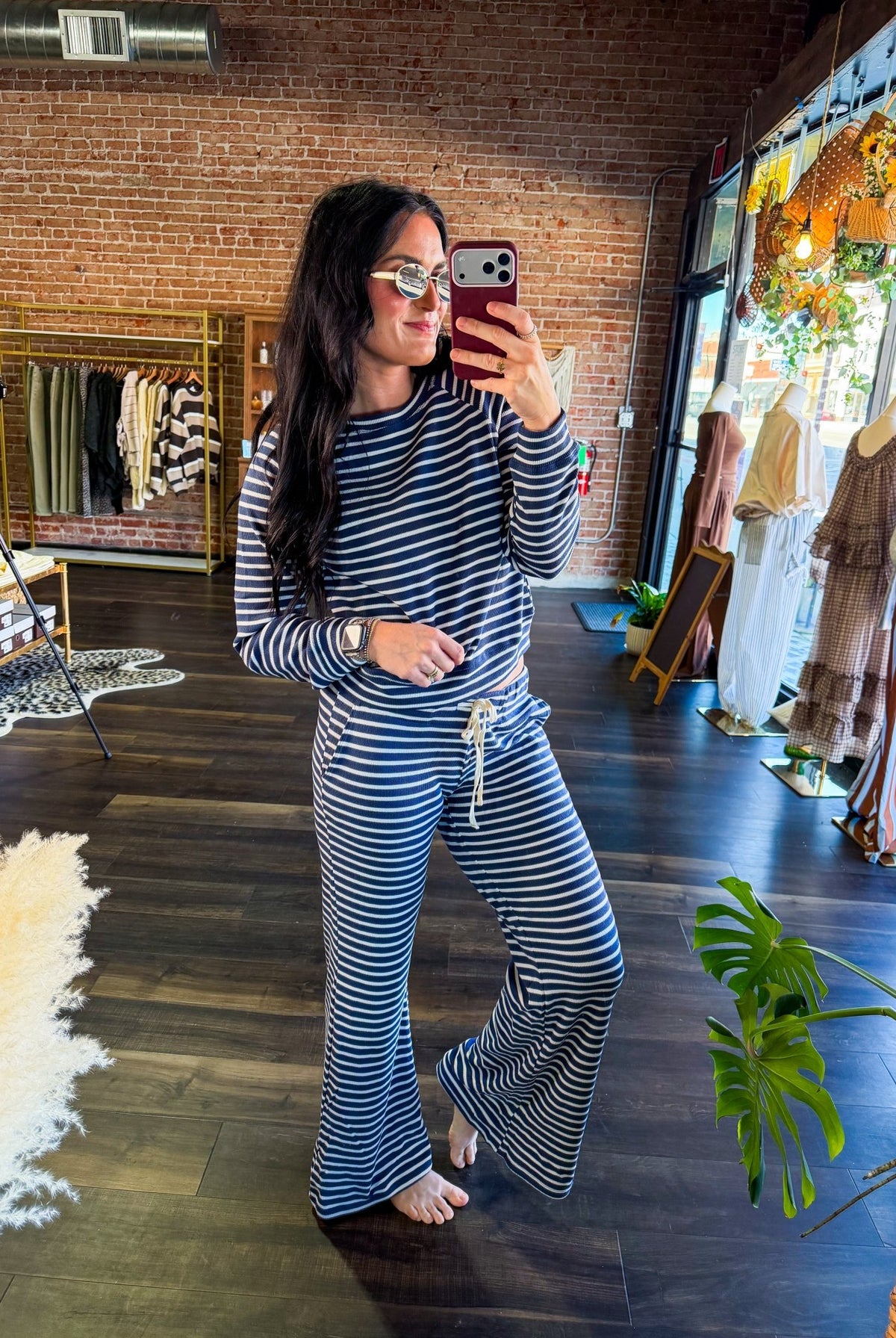 Striped Waffle Knit Raglan Top - Southern Chic Tees & Boutique
