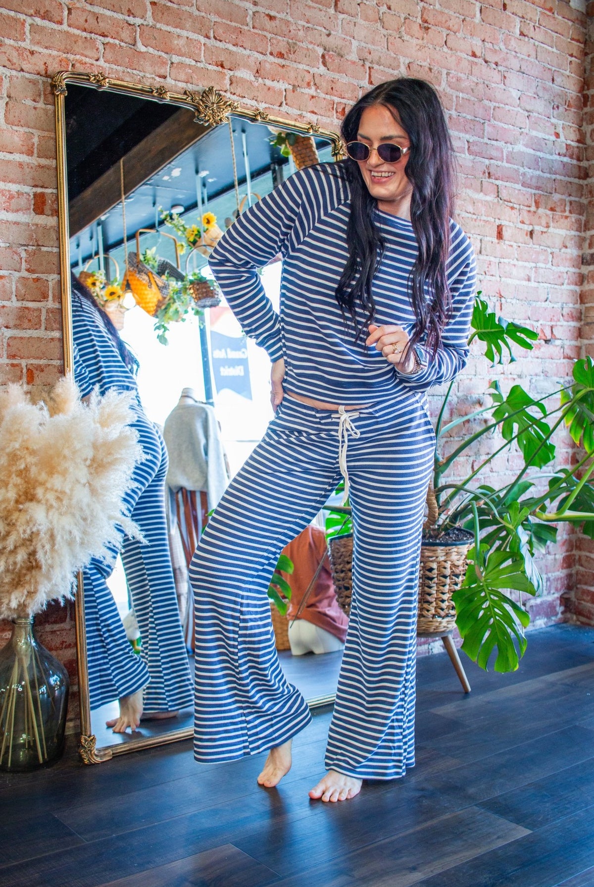 Striped Waffle Knit Raglan Top - Southern Chic Tees & Boutique