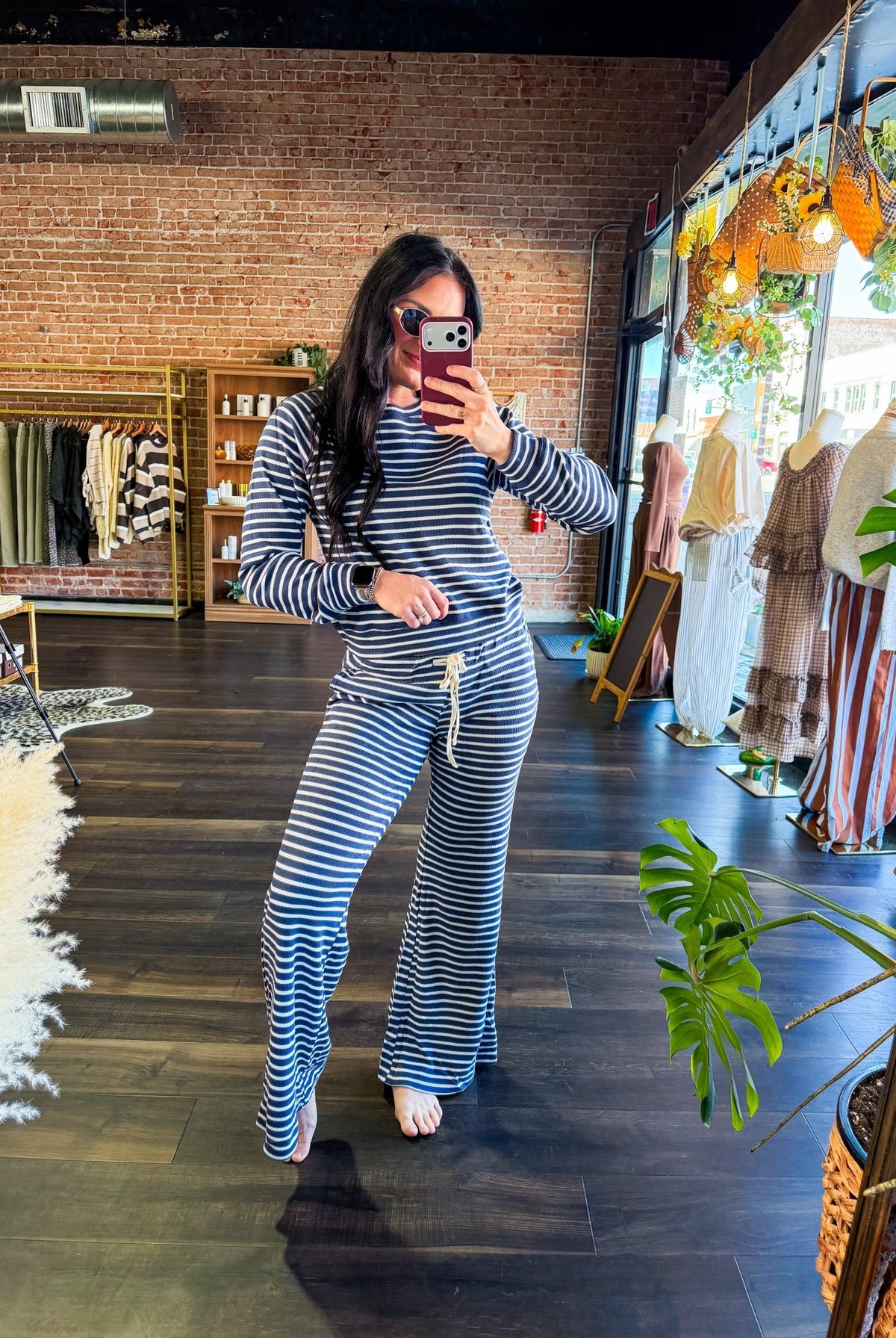 Striped Waffle Knit Raglan Top - Southern Chic Tees & Boutique