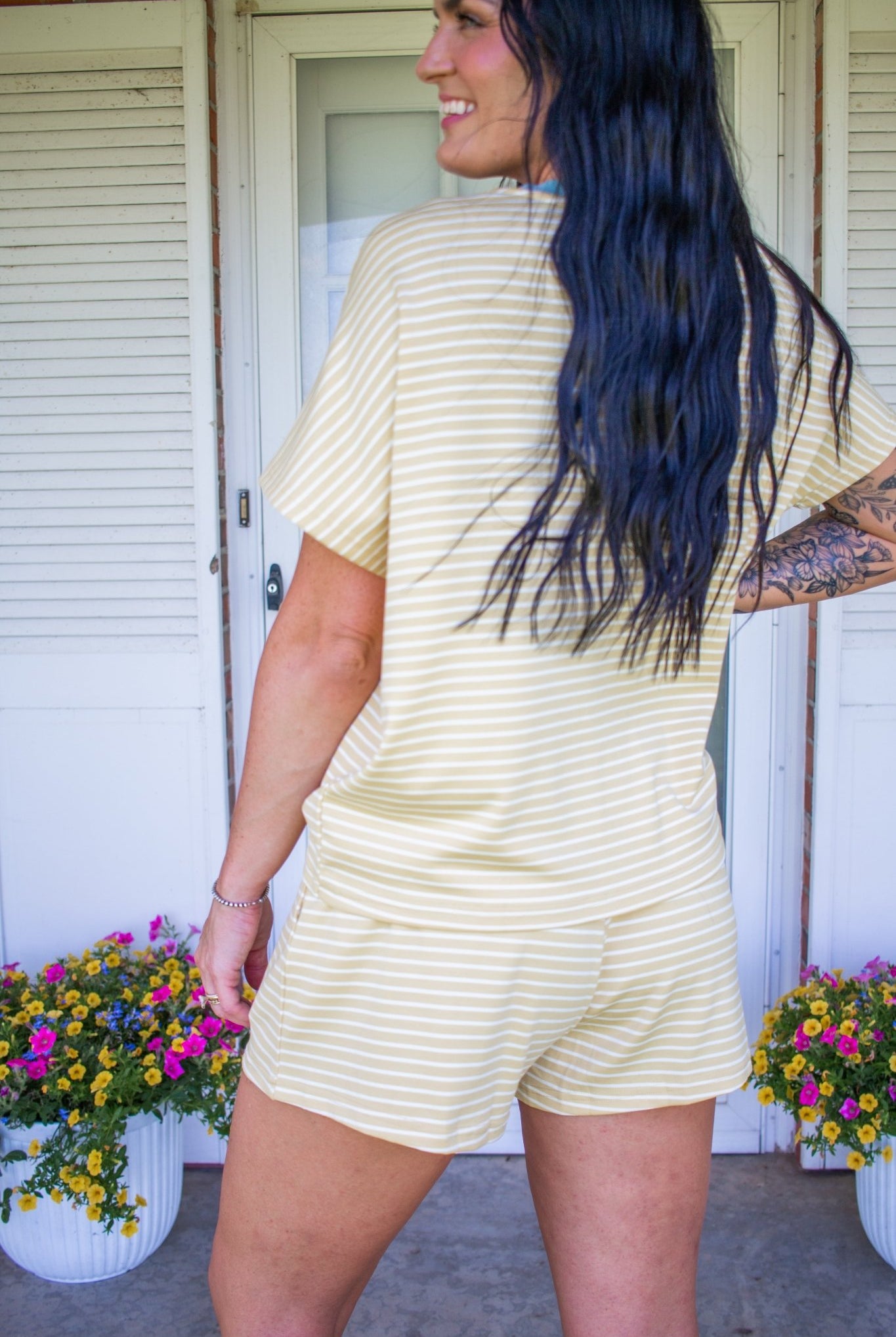 Sun-Drenched Striped Knit Lounge & Shorts Set - Southern Chic Tees & Boutique