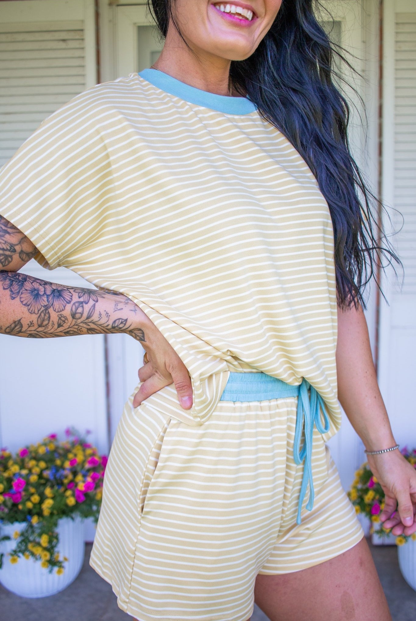 Sun-Drenched Striped Knit Lounge & Shorts Set - Southern Chic Tees & Boutique