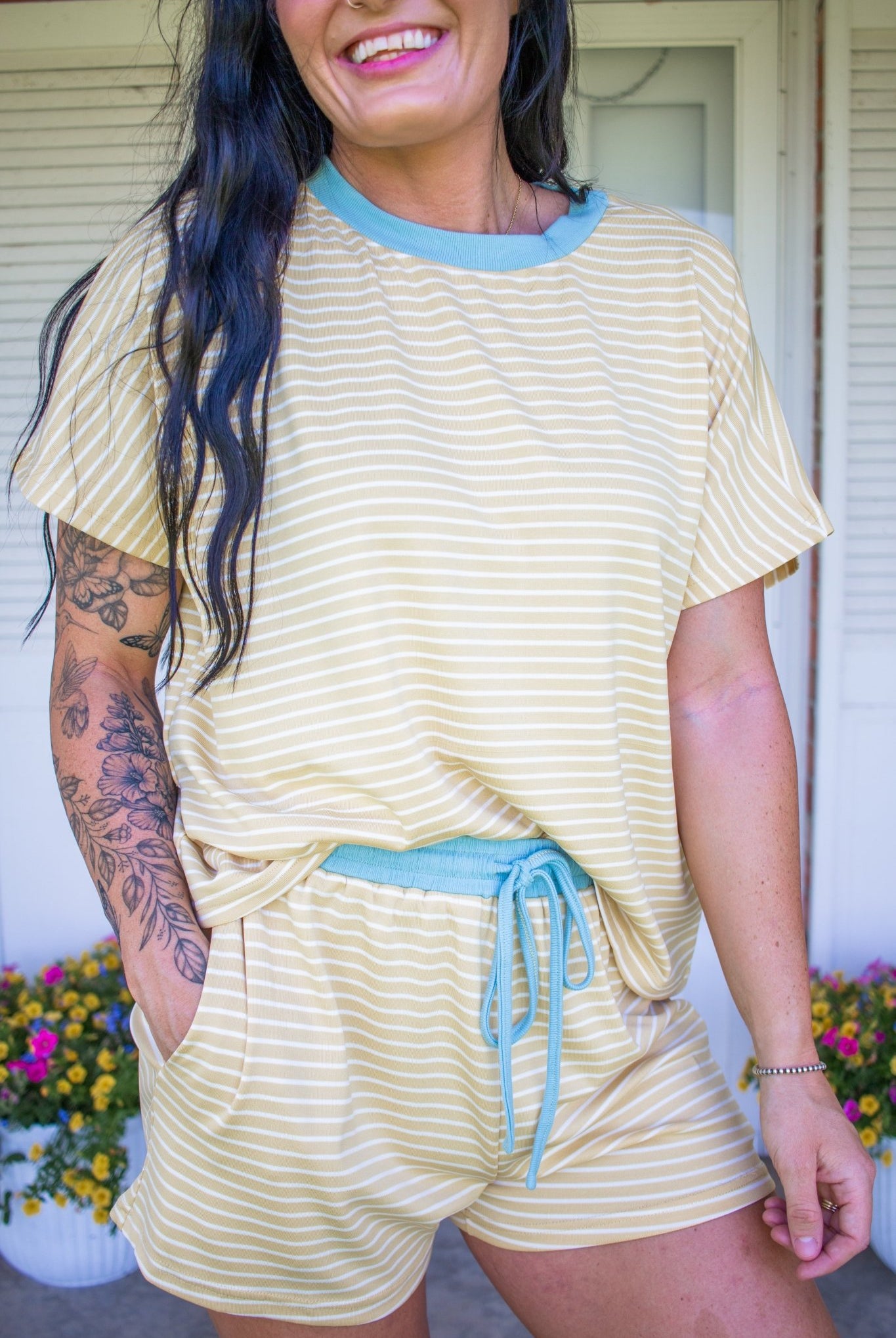 Sun-Drenched Striped Knit Lounge & Shorts Set - Southern Chic Tees & Boutique