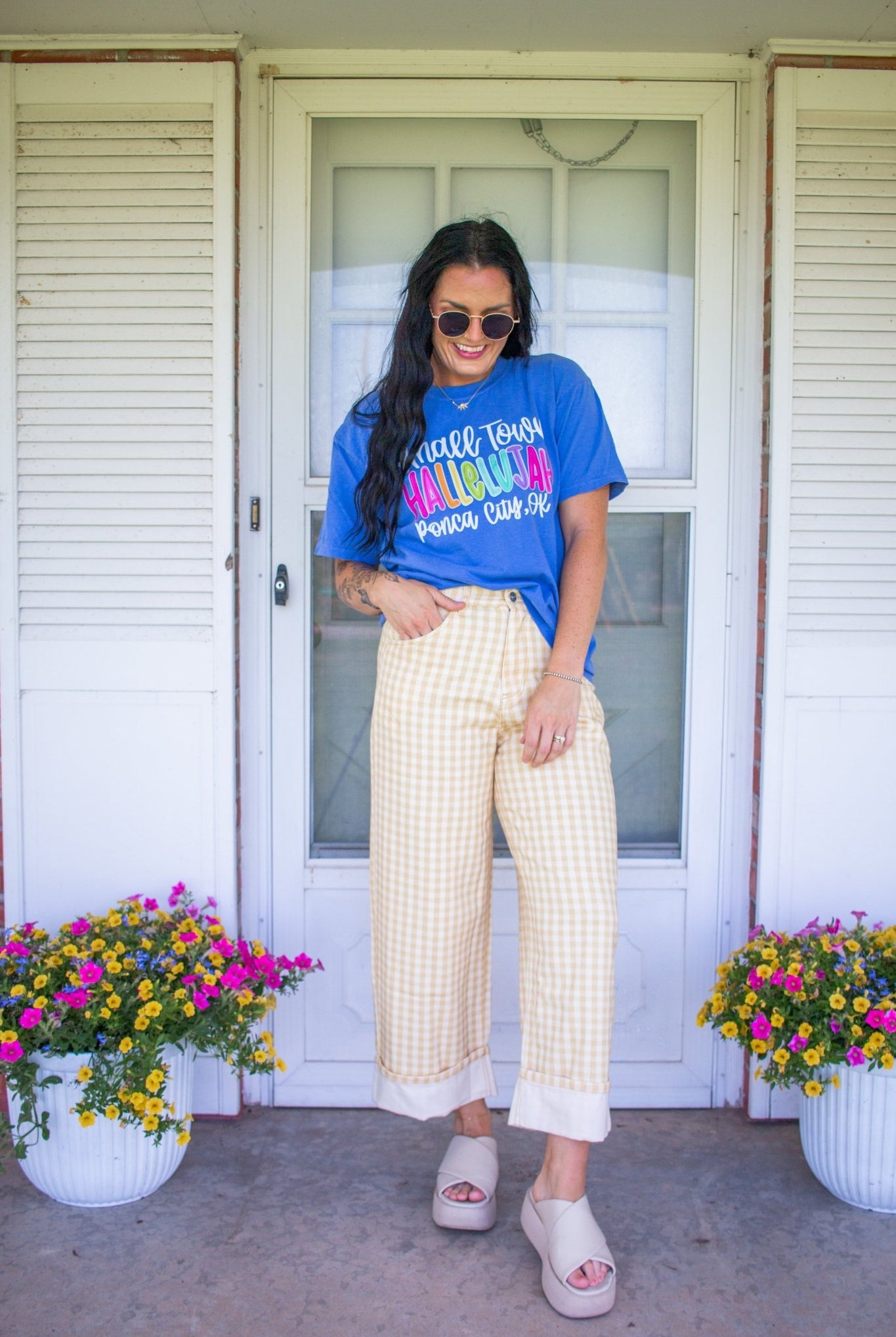 Sunny Gingham Barrel Leg Jeans | Bold Cottagecore Wide-Leg Denim - Southern Chic Tees & Boutique