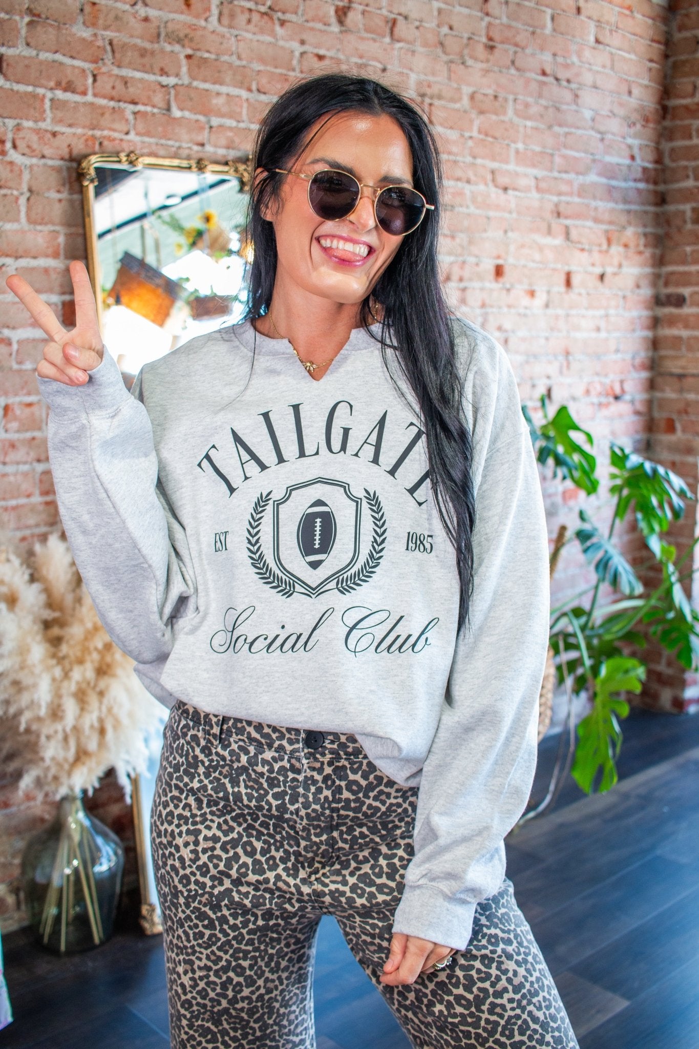 Tailgate Social Club V-Neck Sweatshirt | Game Day Pullover - Southern Chic Tees & Boutique