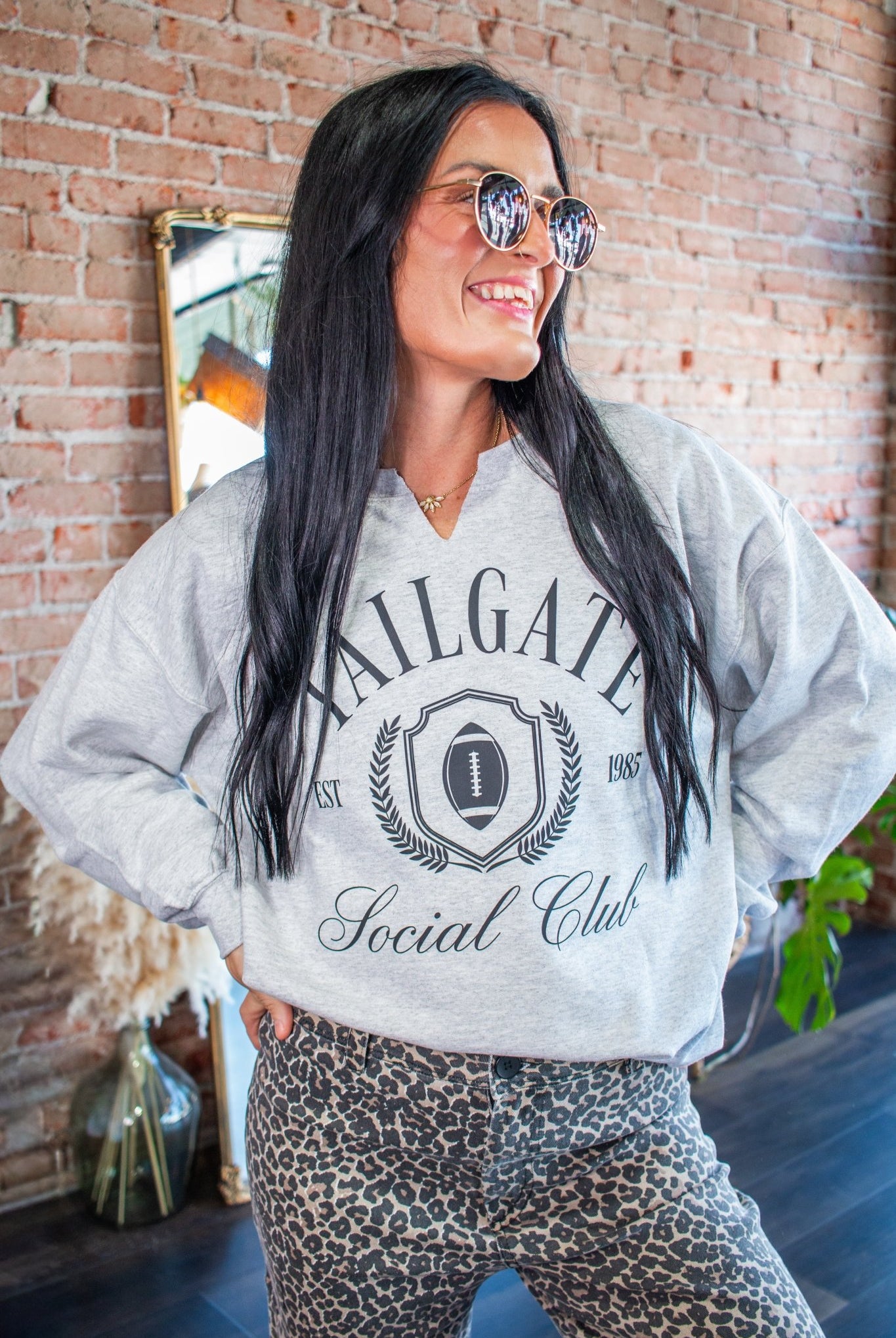 Tailgate Social Club V-Neck Sweatshirt | Game Day Pullover - Southern Chic Tees & Boutique