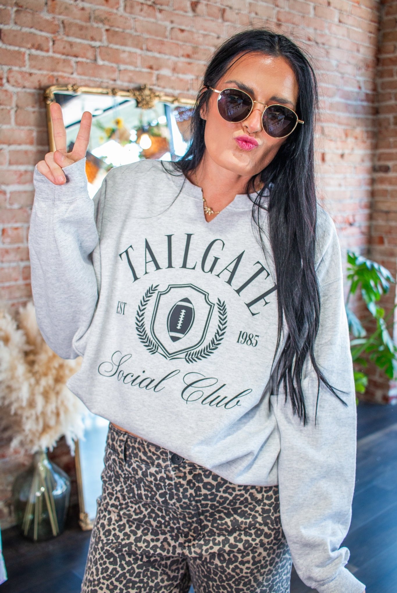 Tailgate Social Club V-Neck Sweatshirt | Game Day Pullover - Southern Chic Tees & Boutique