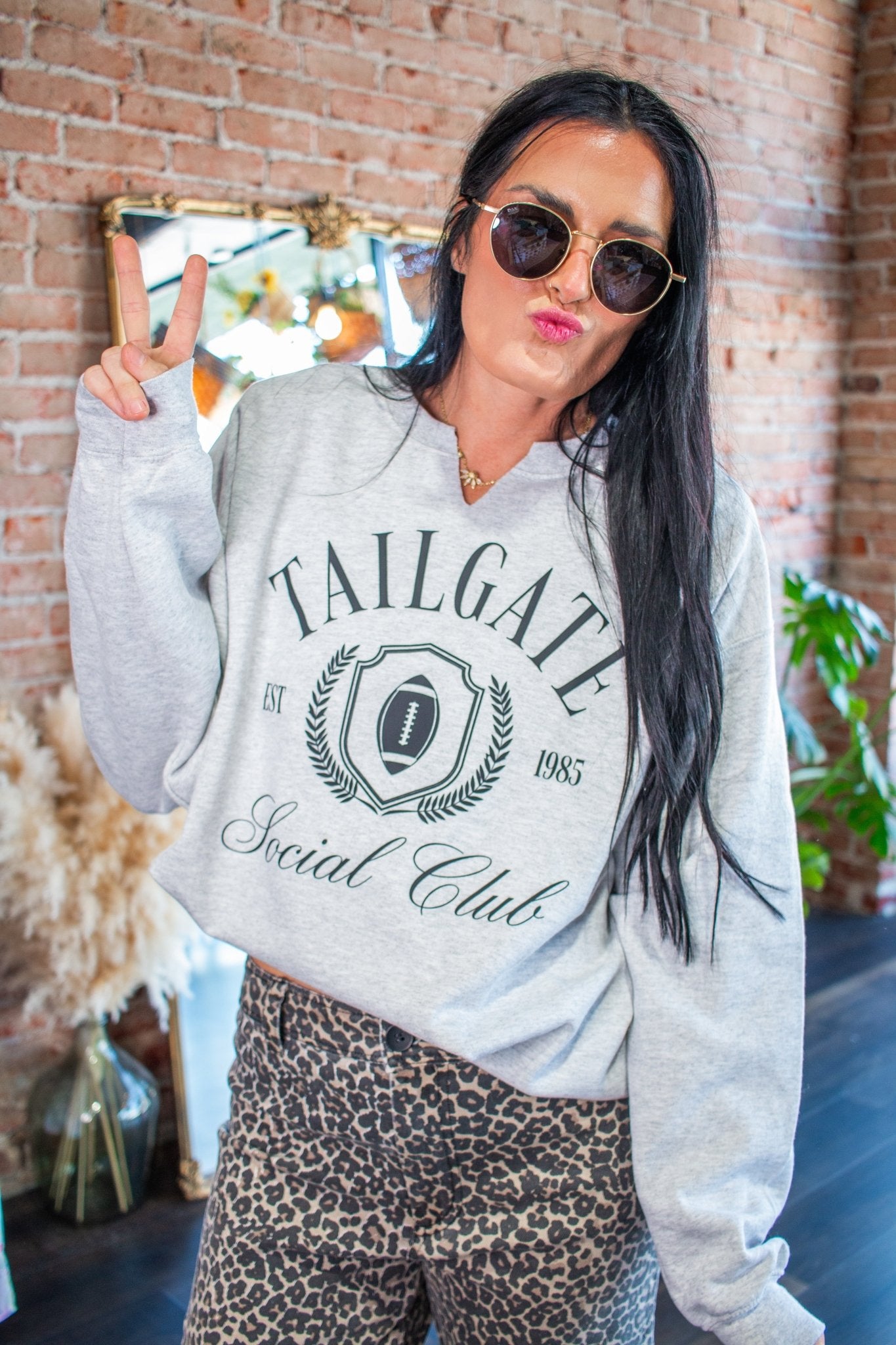 Tailgate Social Club V-Neck Sweatshirt | Game Day Pullover - Southern Chic Tees & Boutique