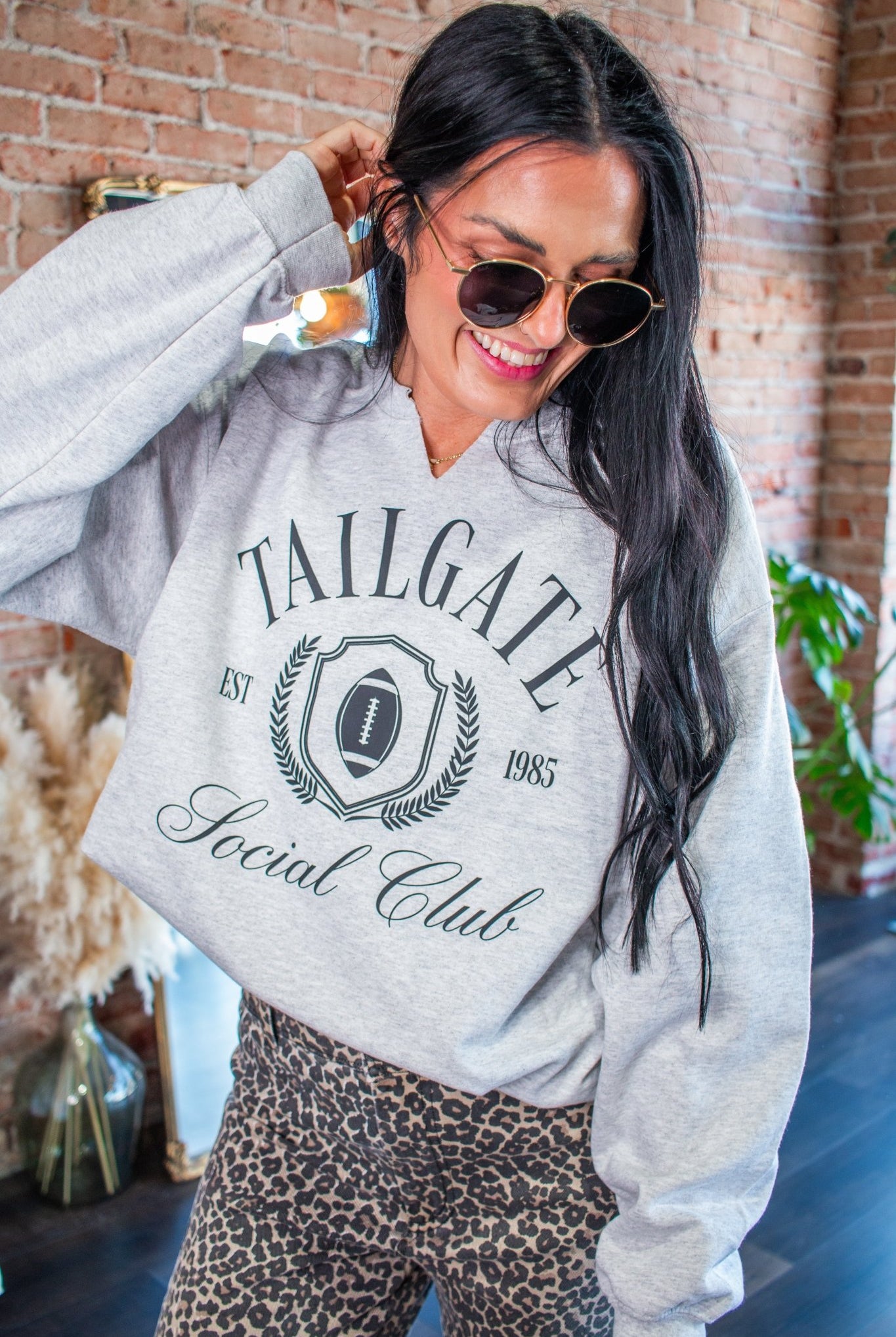 Tailgate Social Club V-Neck Sweatshirt | Game Day Pullover - Southern Chic Tees & Boutique