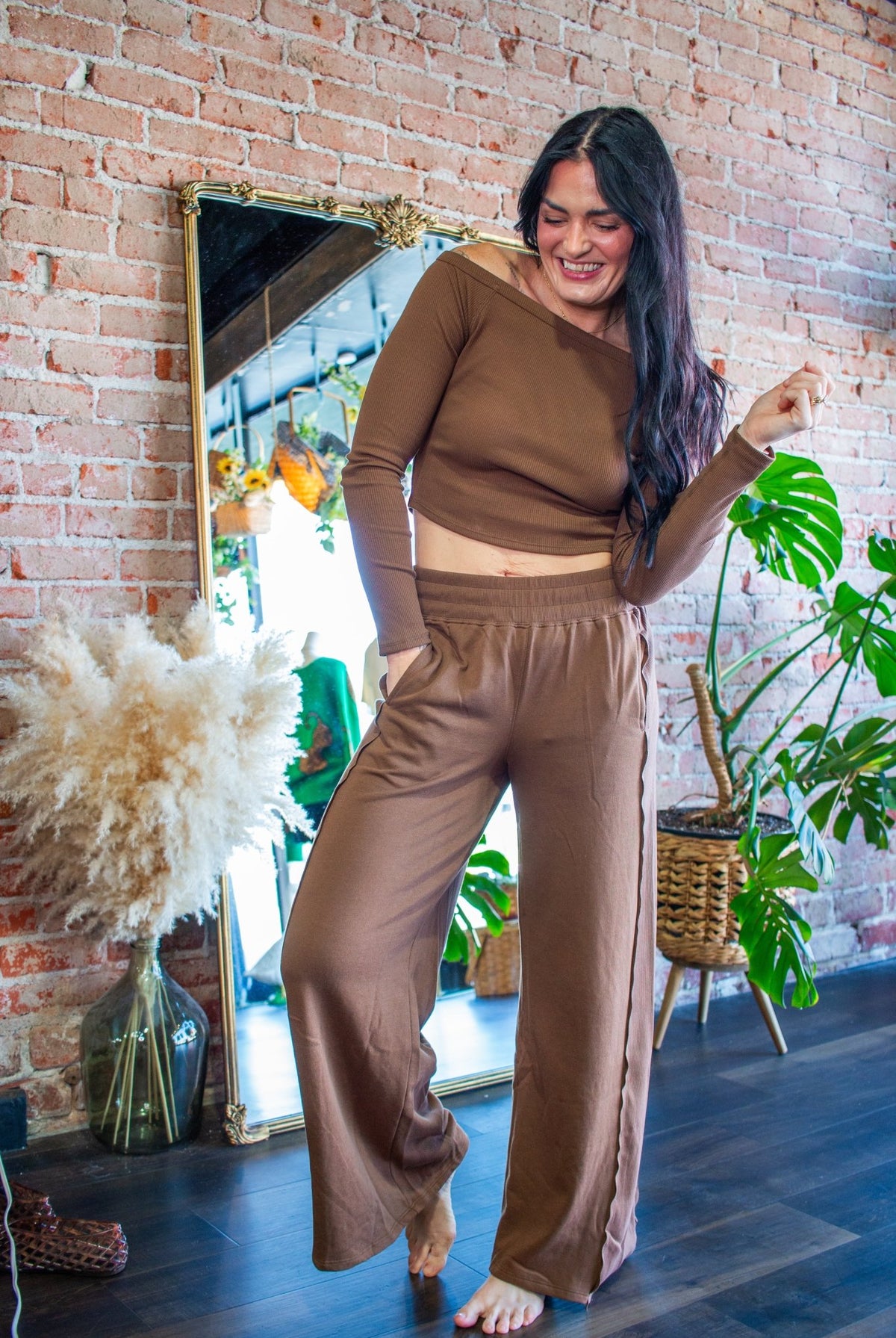 The "Cloud-Comfort" High-Waisted Wide Leg Knit Lounge Pants - Southern Chic Tees & Boutique