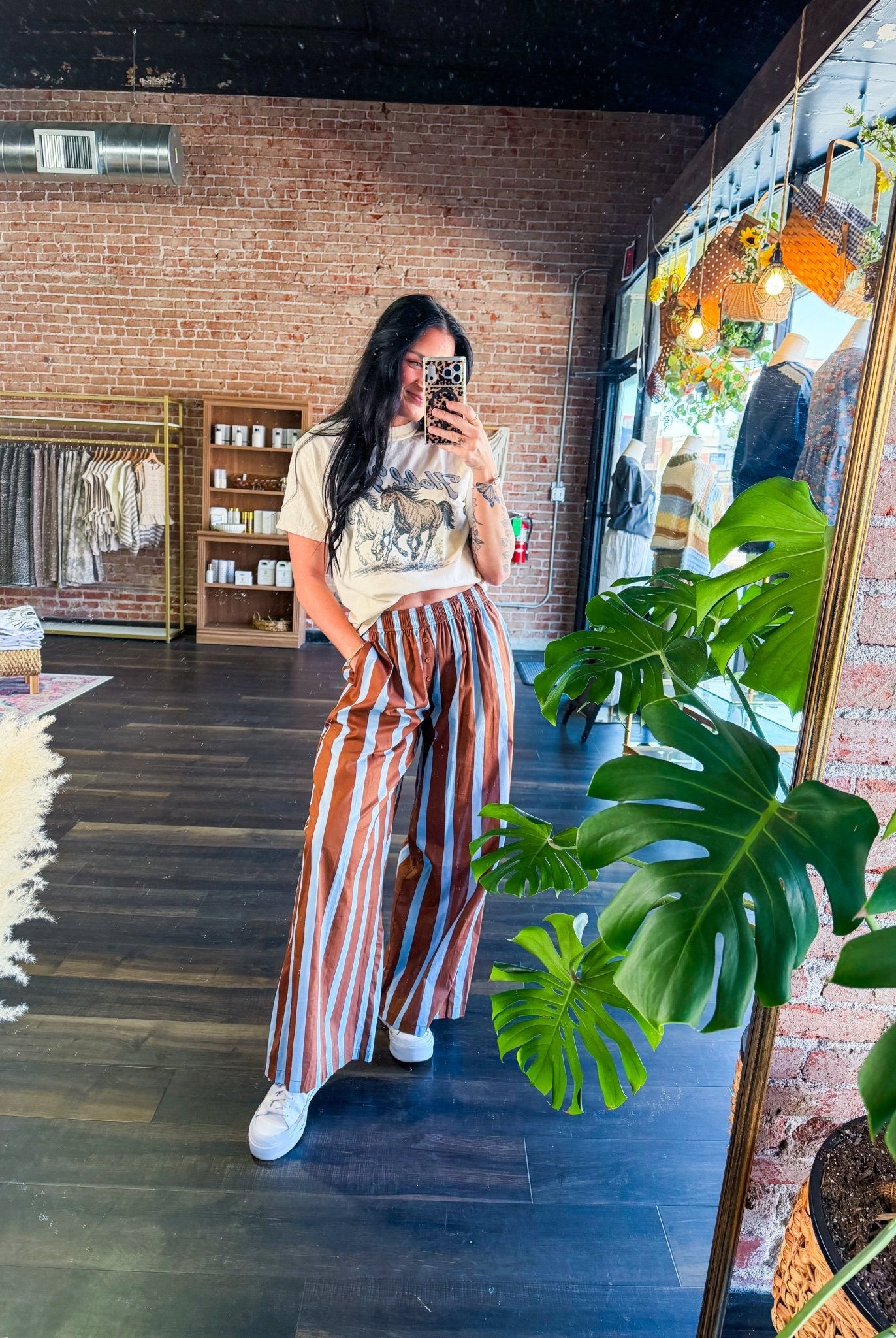 The Retro Vibe: Autumn Stripe Wide Leg Pants - Southern Chic Tees & Boutique