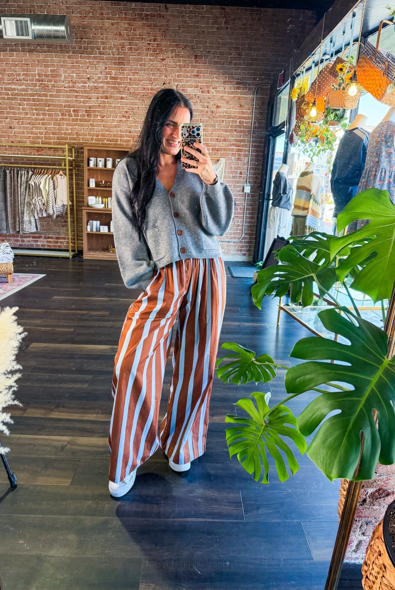 The Retro Vibe: Autumn Stripe Wide Leg Pants - Southern Chic Tees & Boutique