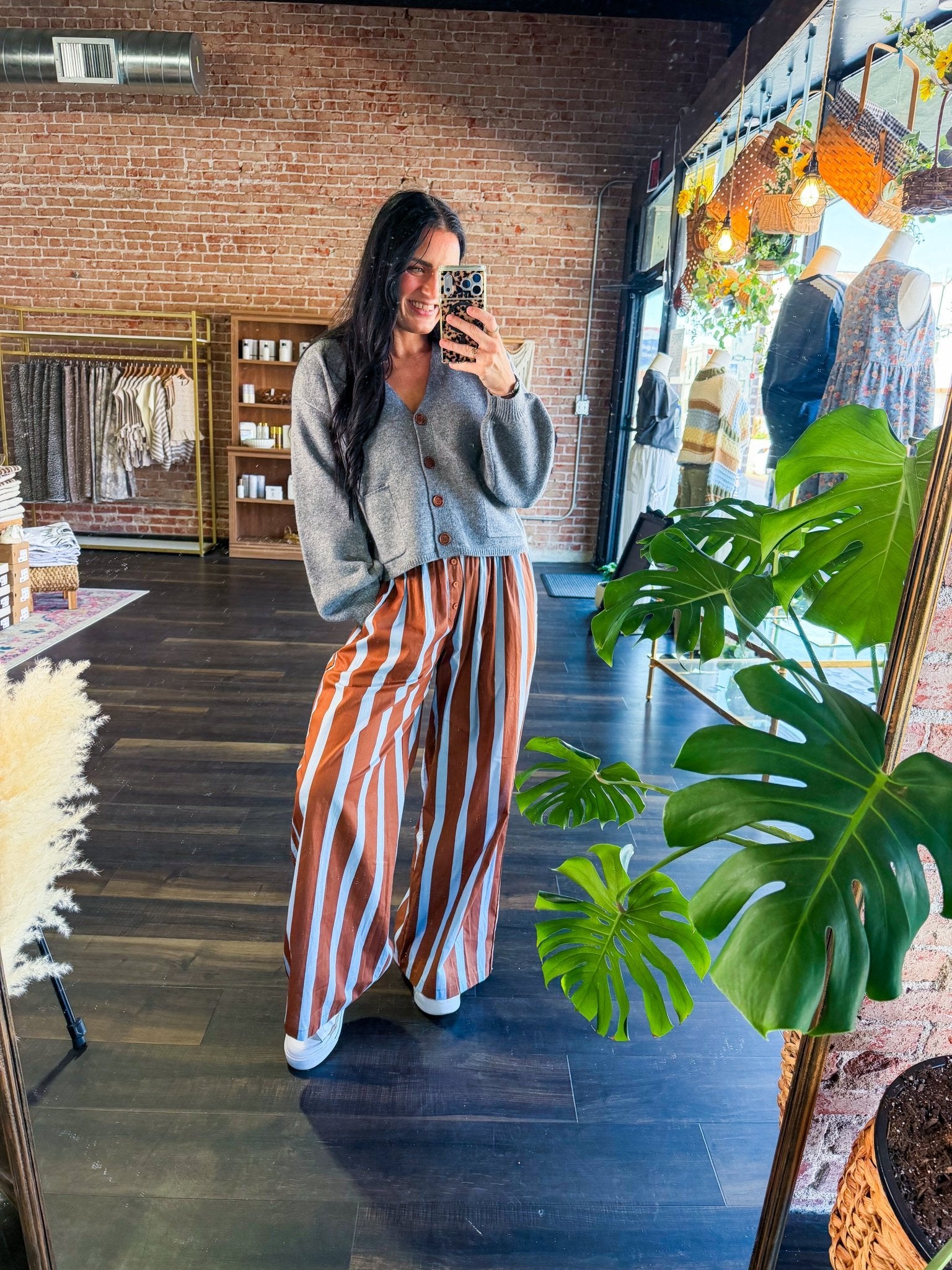 The Retro Vibe: Autumn Stripe Wide Leg Pants - Southern Chic Tees & Boutique