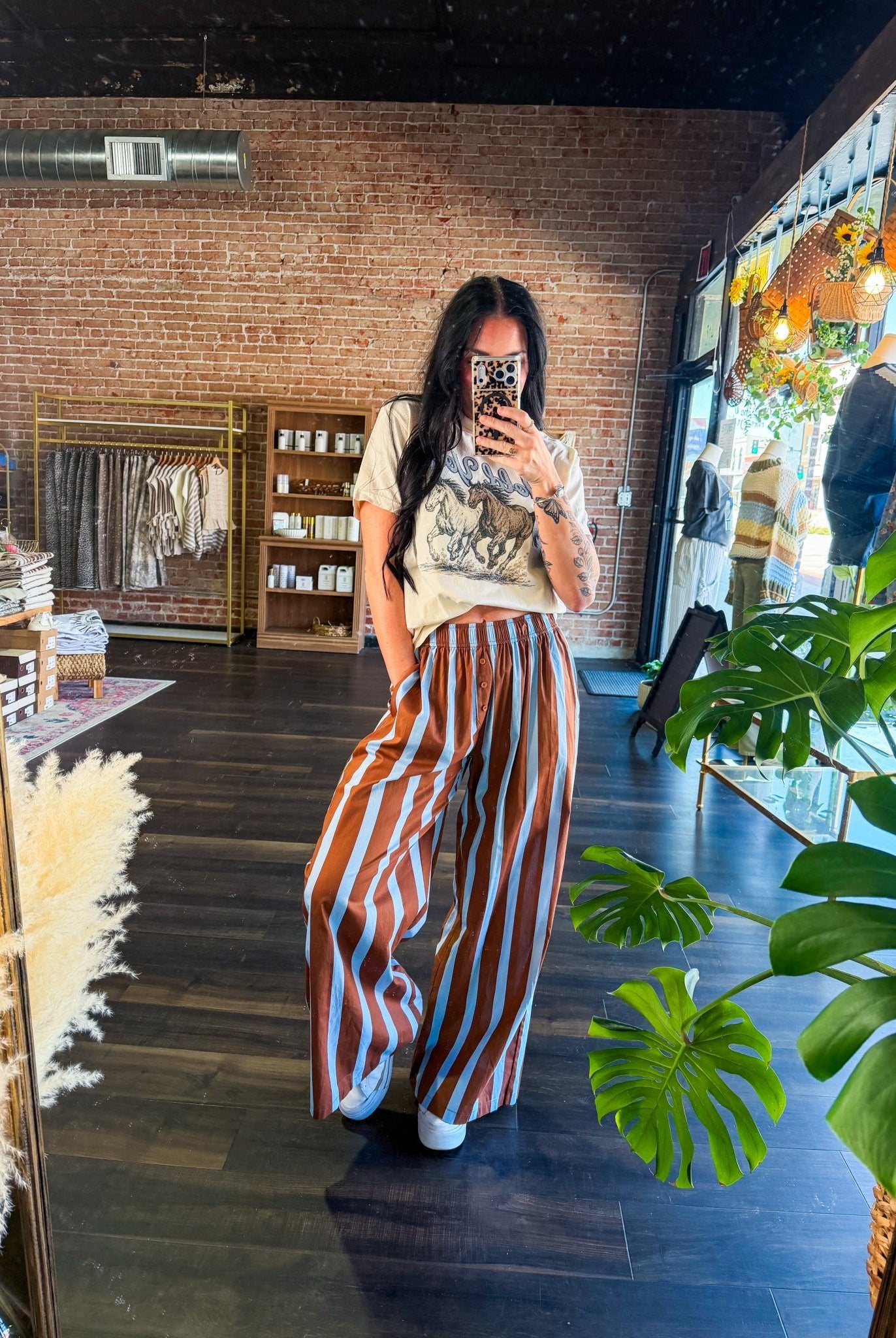 The Retro Vibe: Autumn Stripe Wide Leg Pants - Southern Chic Tees & Boutique
