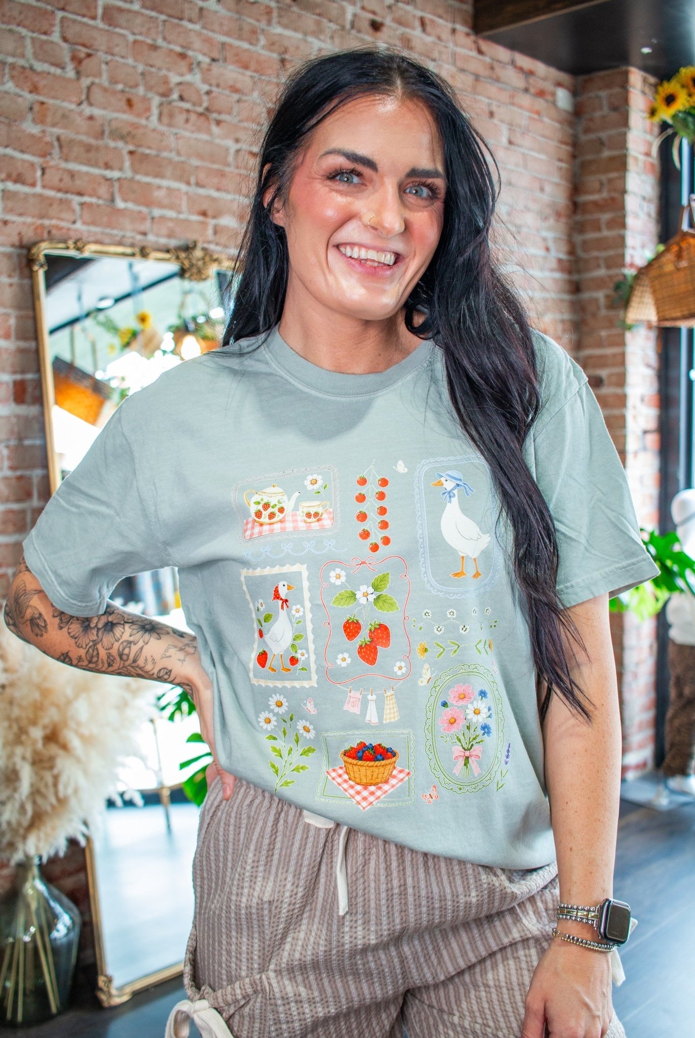 The Strawberry Goose Picnic Vintage Graphic Tee - Southern Chic Tees & Boutique