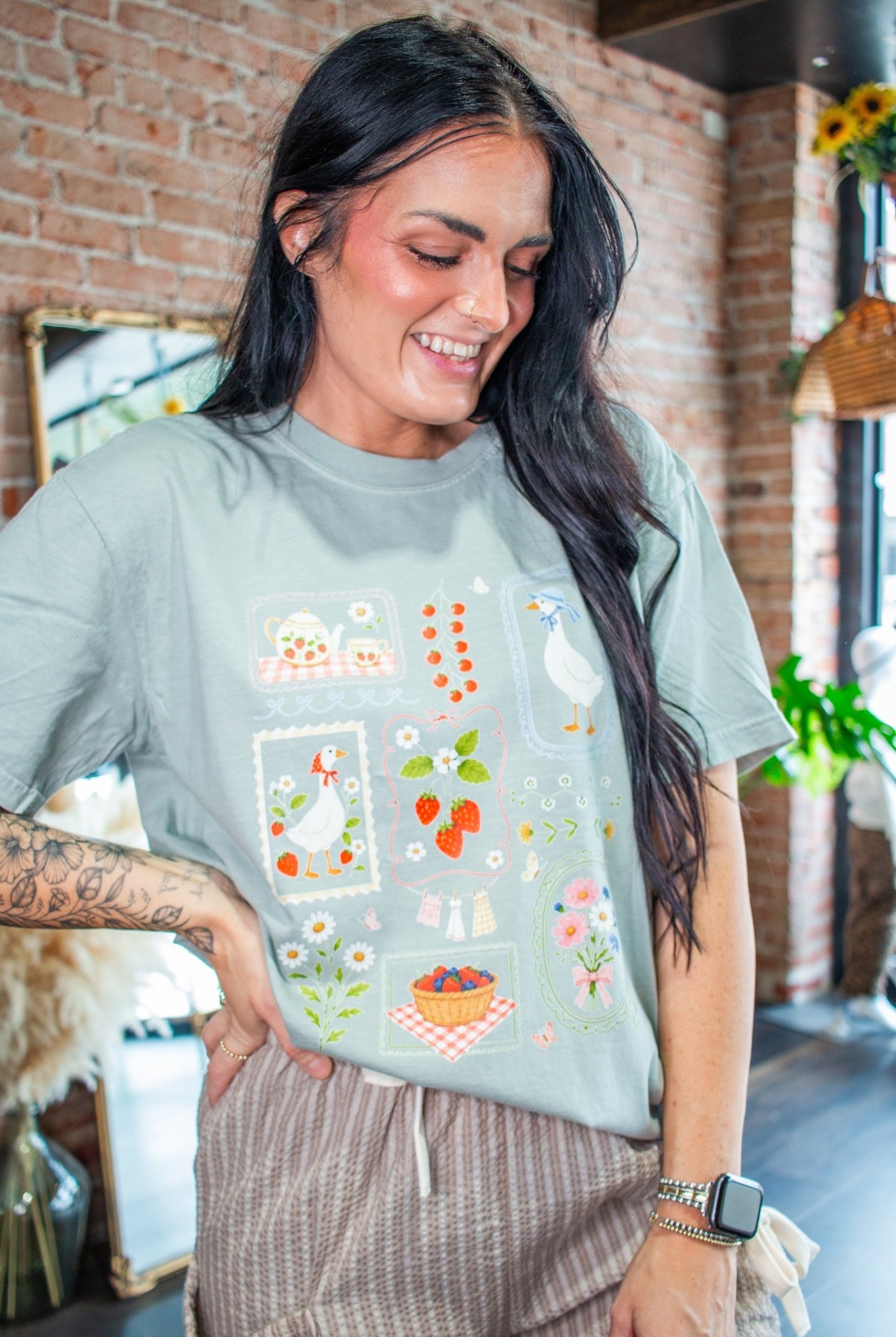 The Strawberry Goose Picnic Vintage Graphic Tee - Southern Chic Tees & Boutique