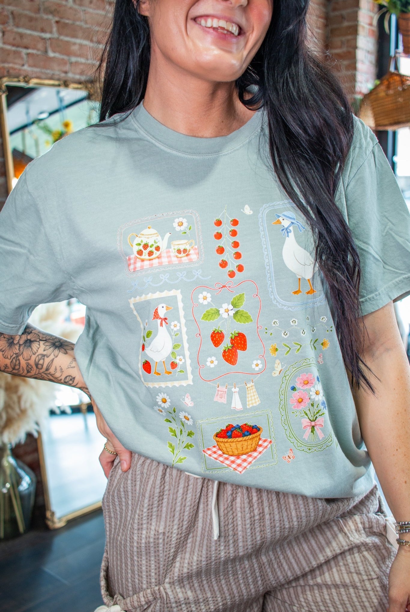 The Strawberry Goose Picnic Vintage Graphic Tee - Southern Chic Tees & Boutique
