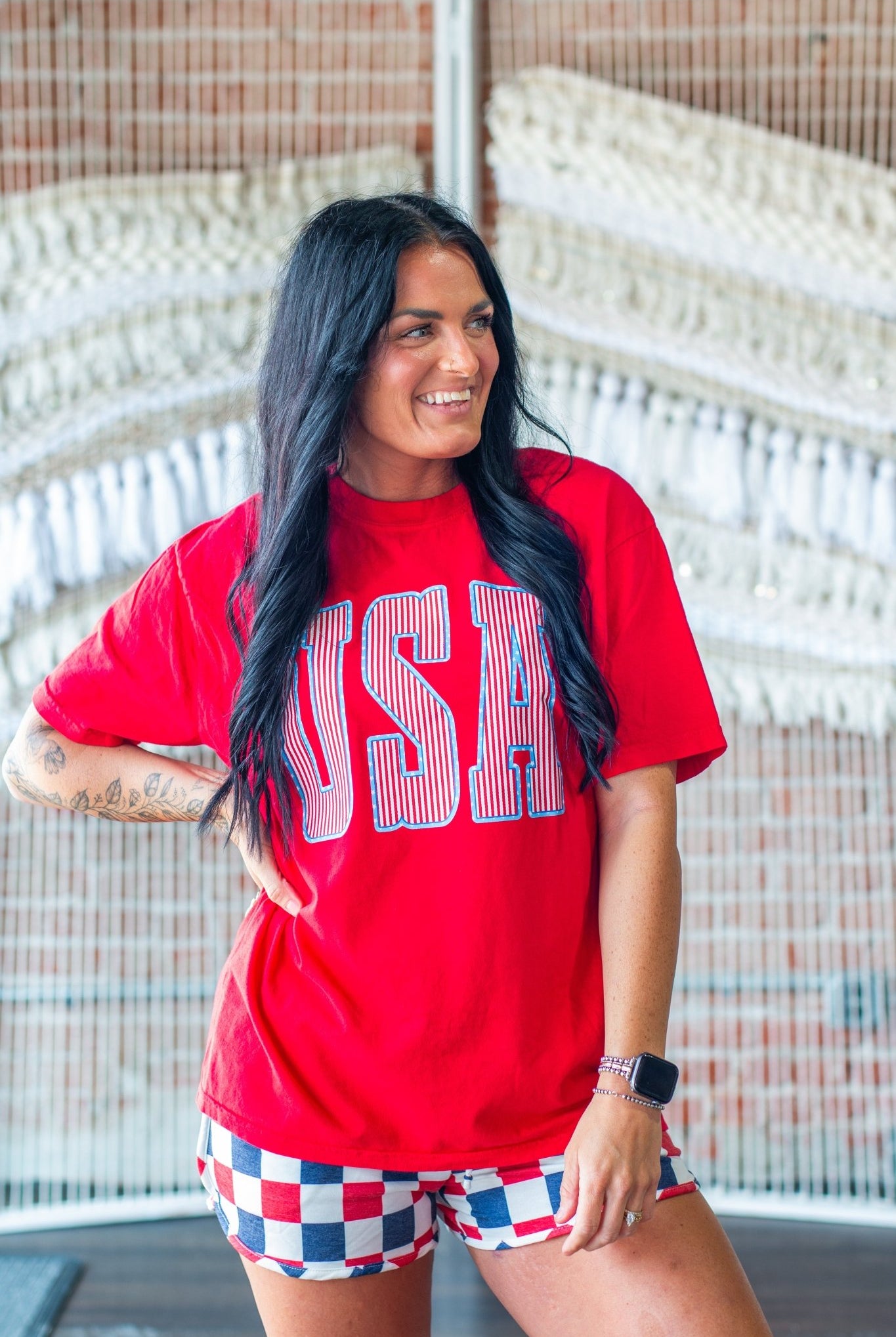 USA Vintage Patriotic Tee - Red Comfort Colors Heavyweight Cotton - Southern Chic Tees & Boutique
