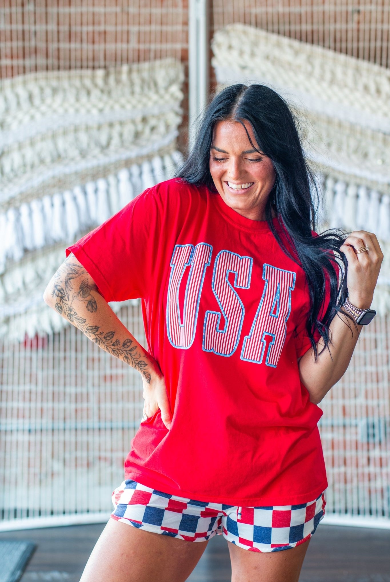 USA Vintage Patriotic Tee - Red Comfort Colors Heavyweight Cotton - Southern Chic Tees & Boutique