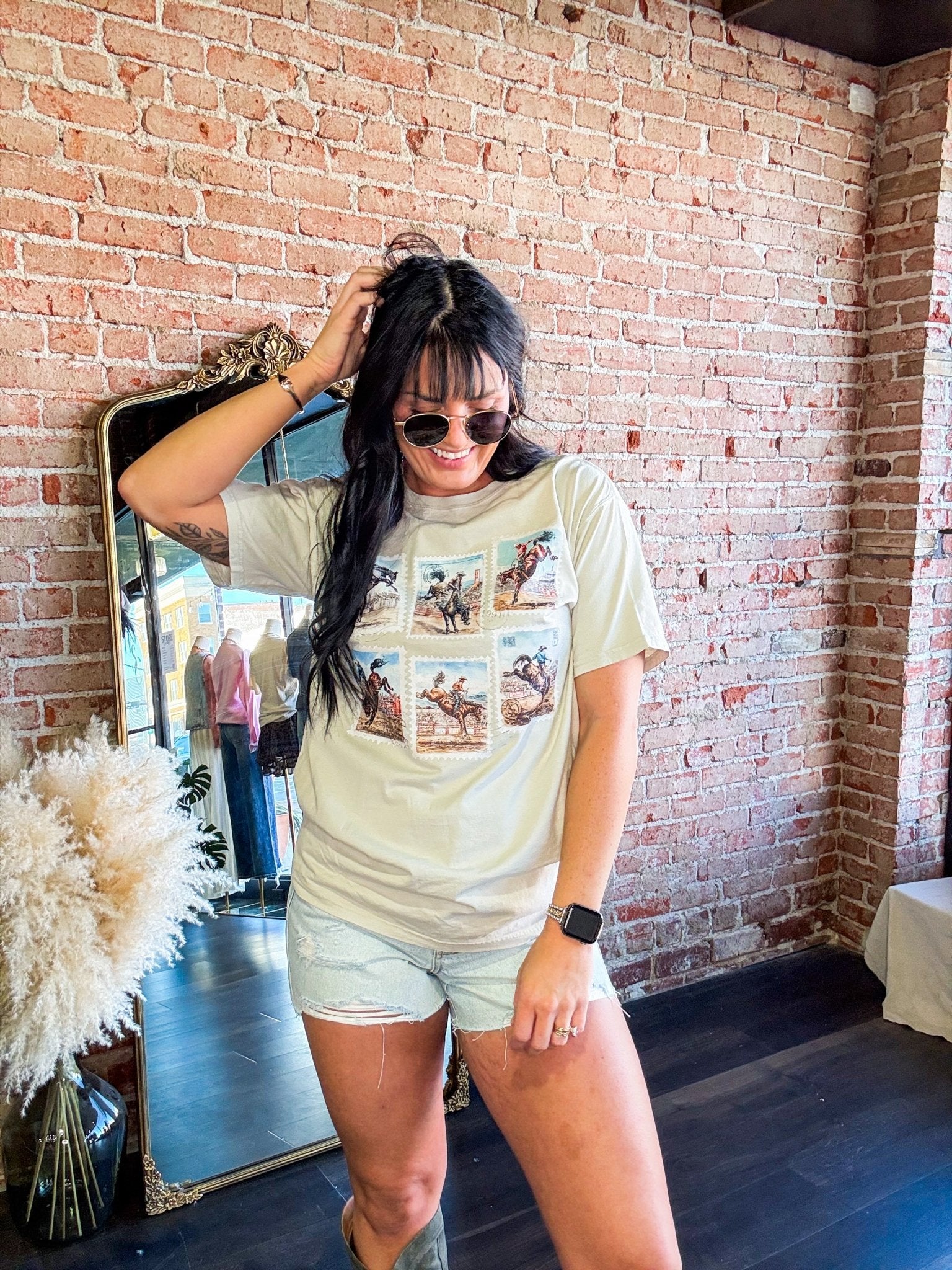 Vintage Rodeo Stamp Graphic Tee – Retro Western Cotton T-Shirt - Southern Chic Tees & Boutique