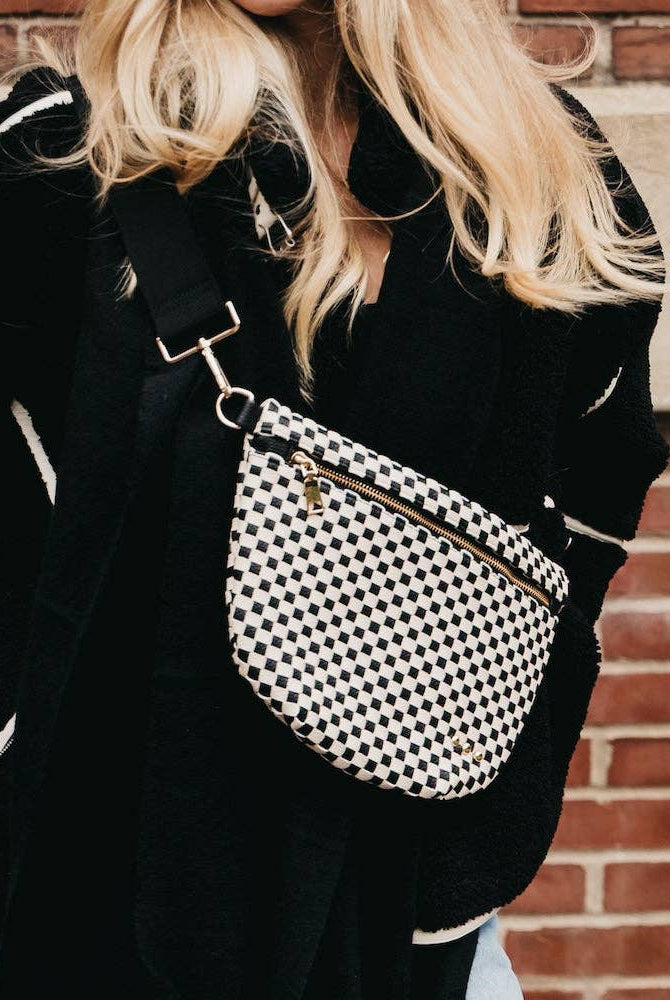 Westlyn Woven Bum Bag | Checkered Coffee - Southern Chic Tees & Boutique