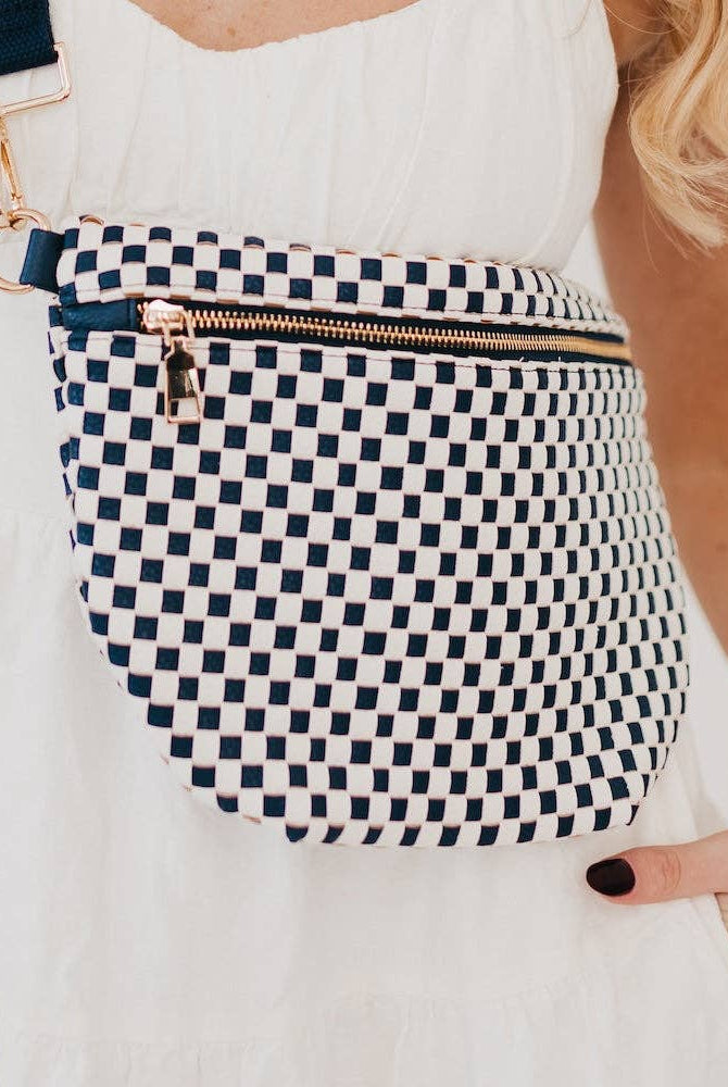 Westlyn Woven Bum Bag | Checkered Coffee - Southern Chic Tees & Boutique
