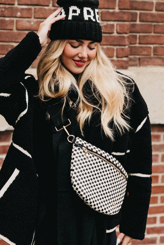 Westlyn Woven Bum Bag | Checkered Coffee - Southern Chic Tees & Boutique