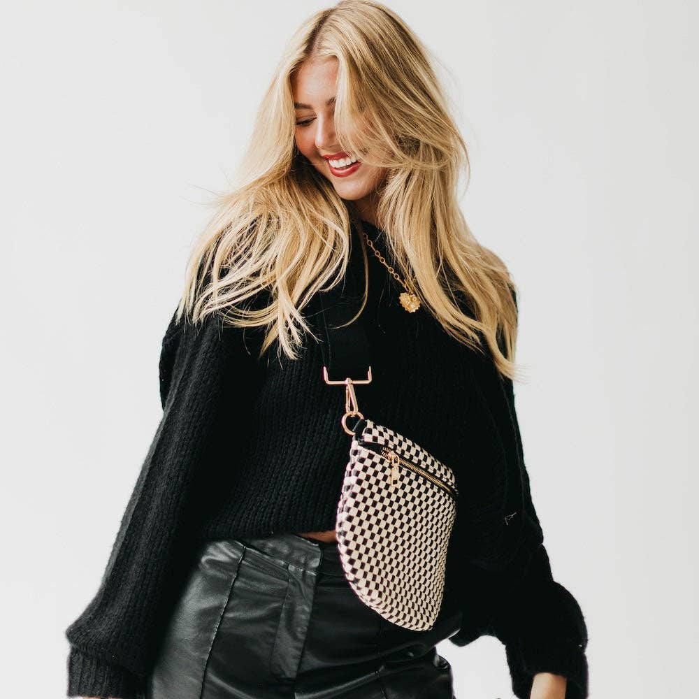 Westlyn Woven Bum Bag | Checkered Coffee - Southern Chic Tees & Boutique