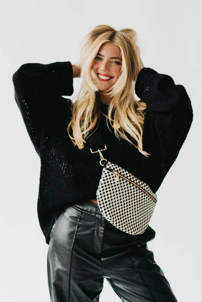 Westlyn Woven Bum Bag | Checkered Coffee - Southern Chic Tees & Boutique