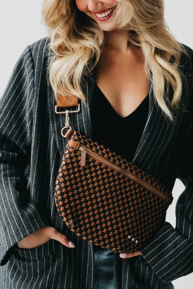 Westlyn Woven Bum Bag | Checkered Coffee - Southern Chic Tees & Boutique