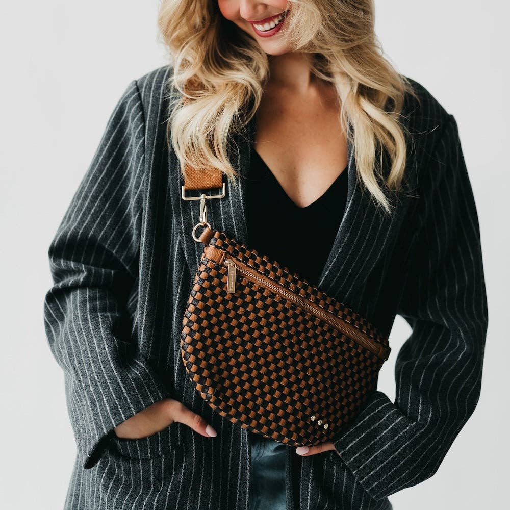Westlyn Woven Bum Bag | Checkered Coffee - Southern Chic Tees & Boutique