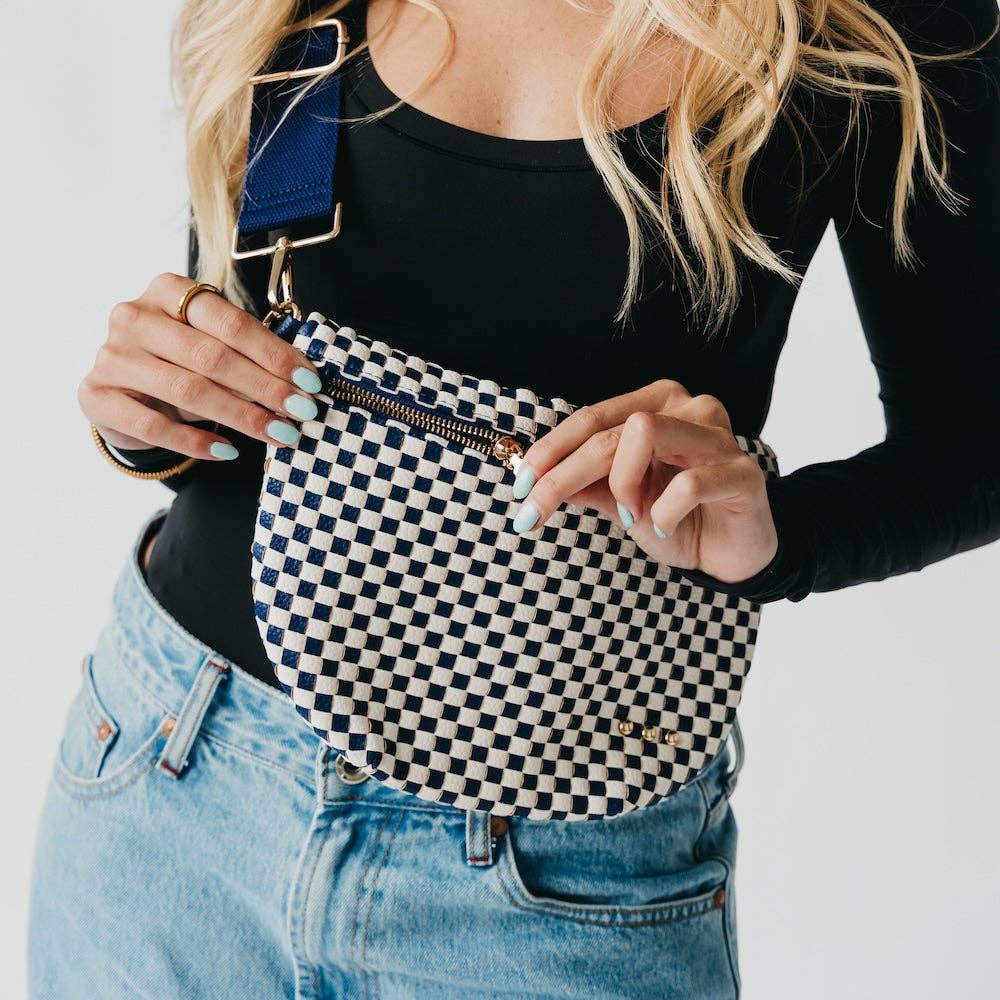 Westlyn Woven Bum Bag | Checkered Coffee - Southern Chic Tees & Boutique