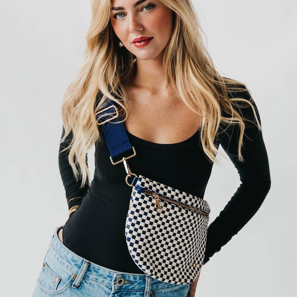 Westlyn Woven Bum Bag | Checkered Coffee - Southern Chic Tees & Boutique