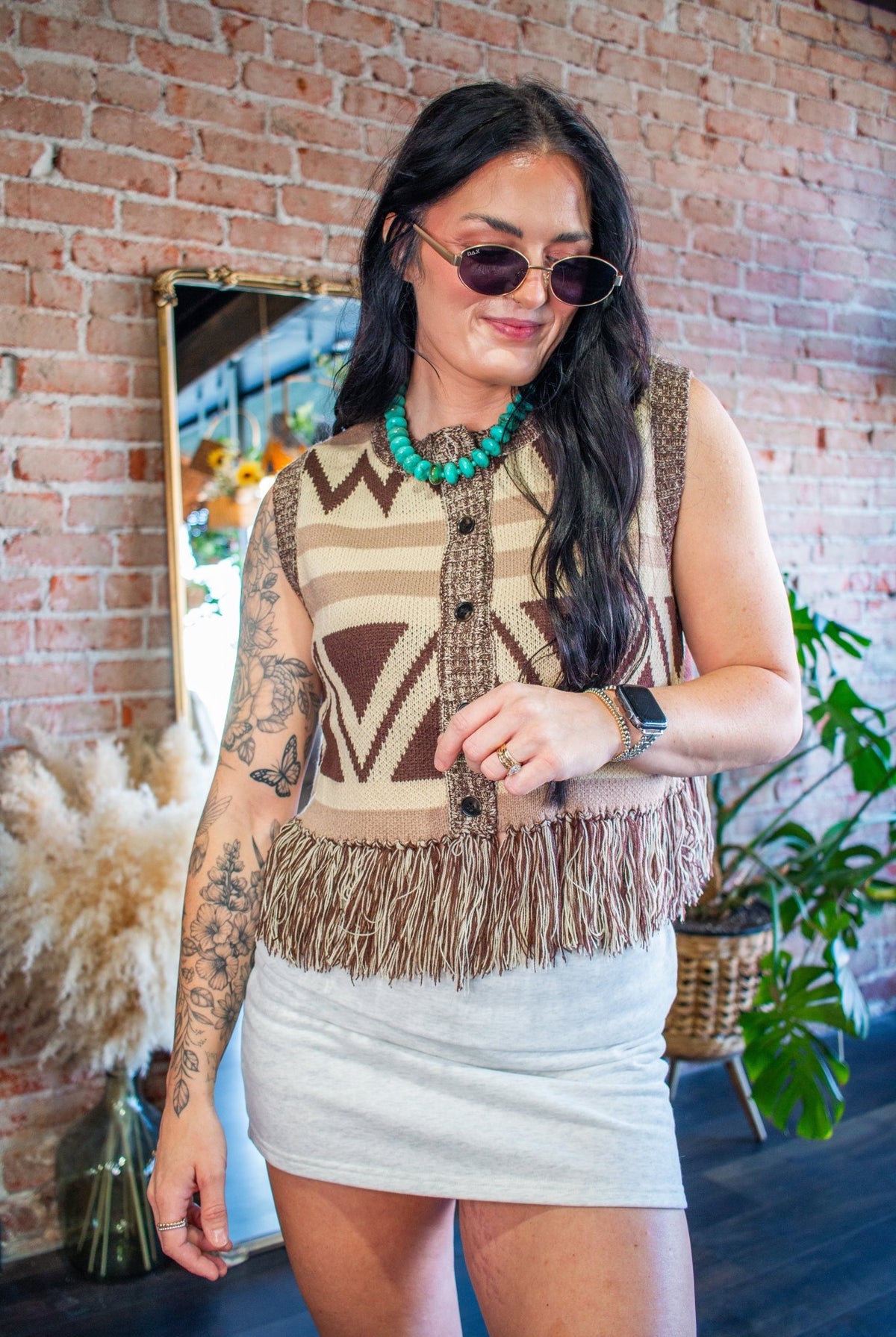 Wild West Boho Fringe Knit Sweater Vest - Southern Chic Tees & Boutique
