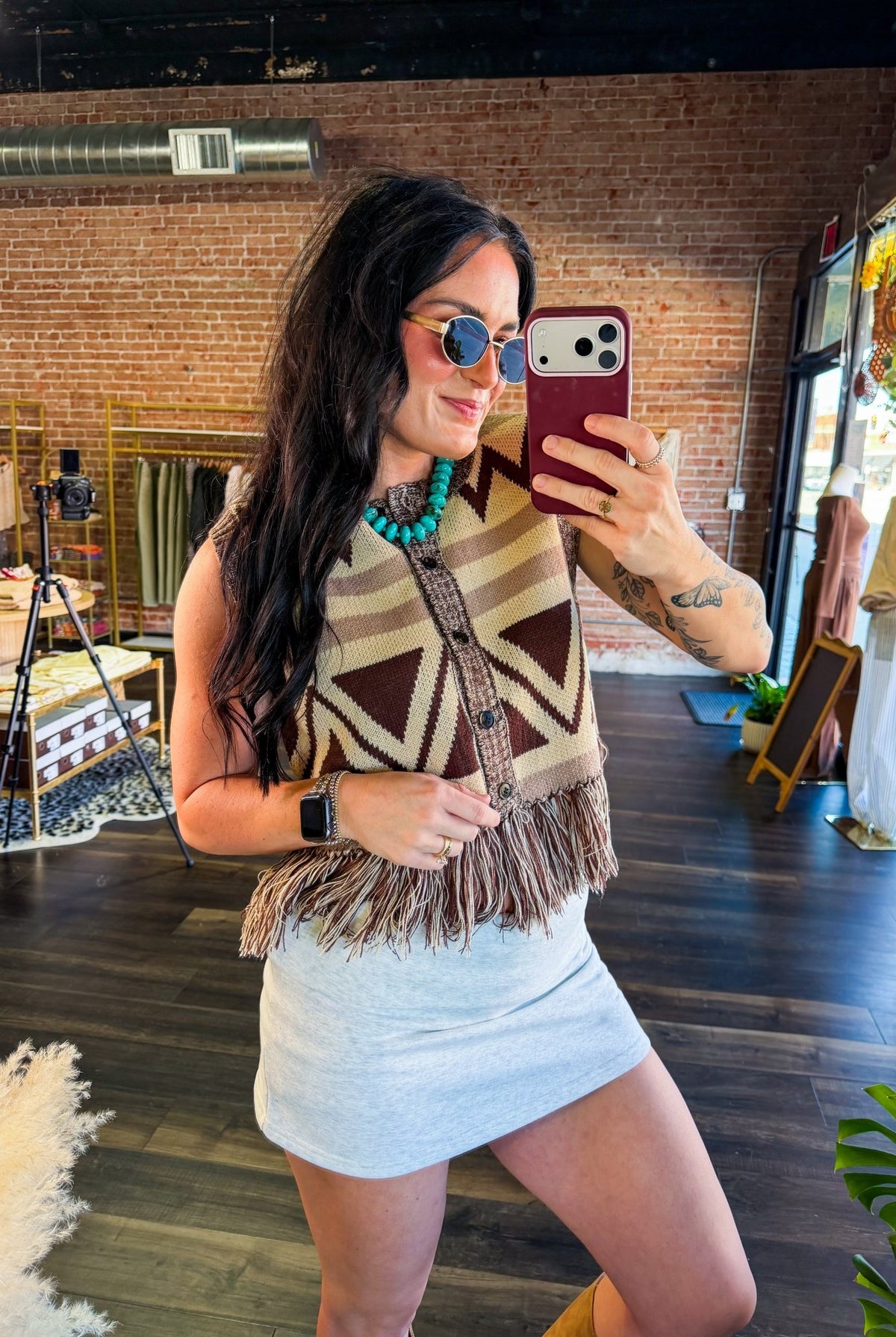 Wild West Boho Fringe Knit Sweater Vest - Southern Chic Tees & Boutique