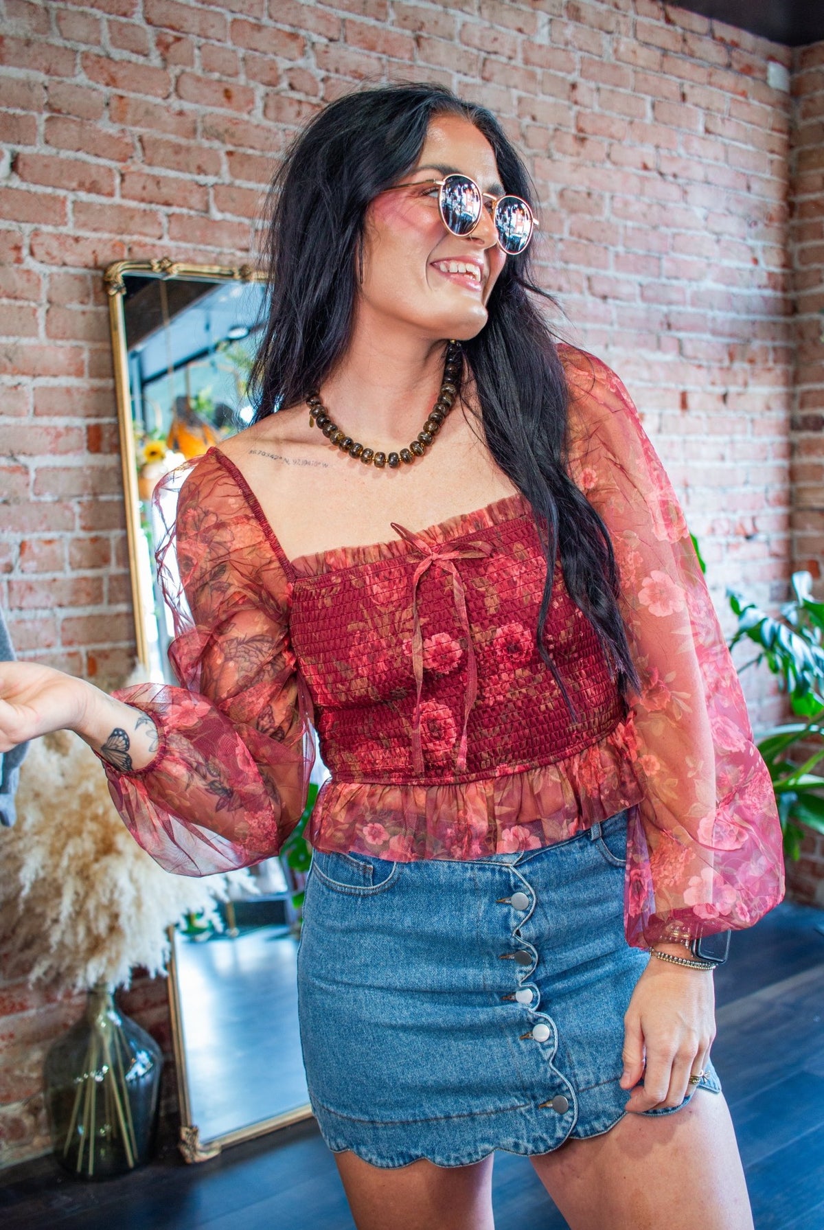 Wildflower Romance Smocked Floral Chiffon Blouse - Southern Chic Tees & Boutique
